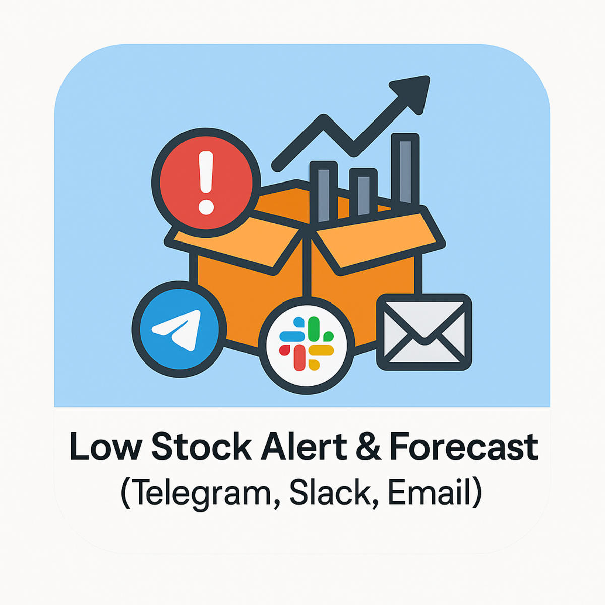 Low Stock Alert & Forecast sends instant Telegram, Slack & email alerts for low inventory. logo