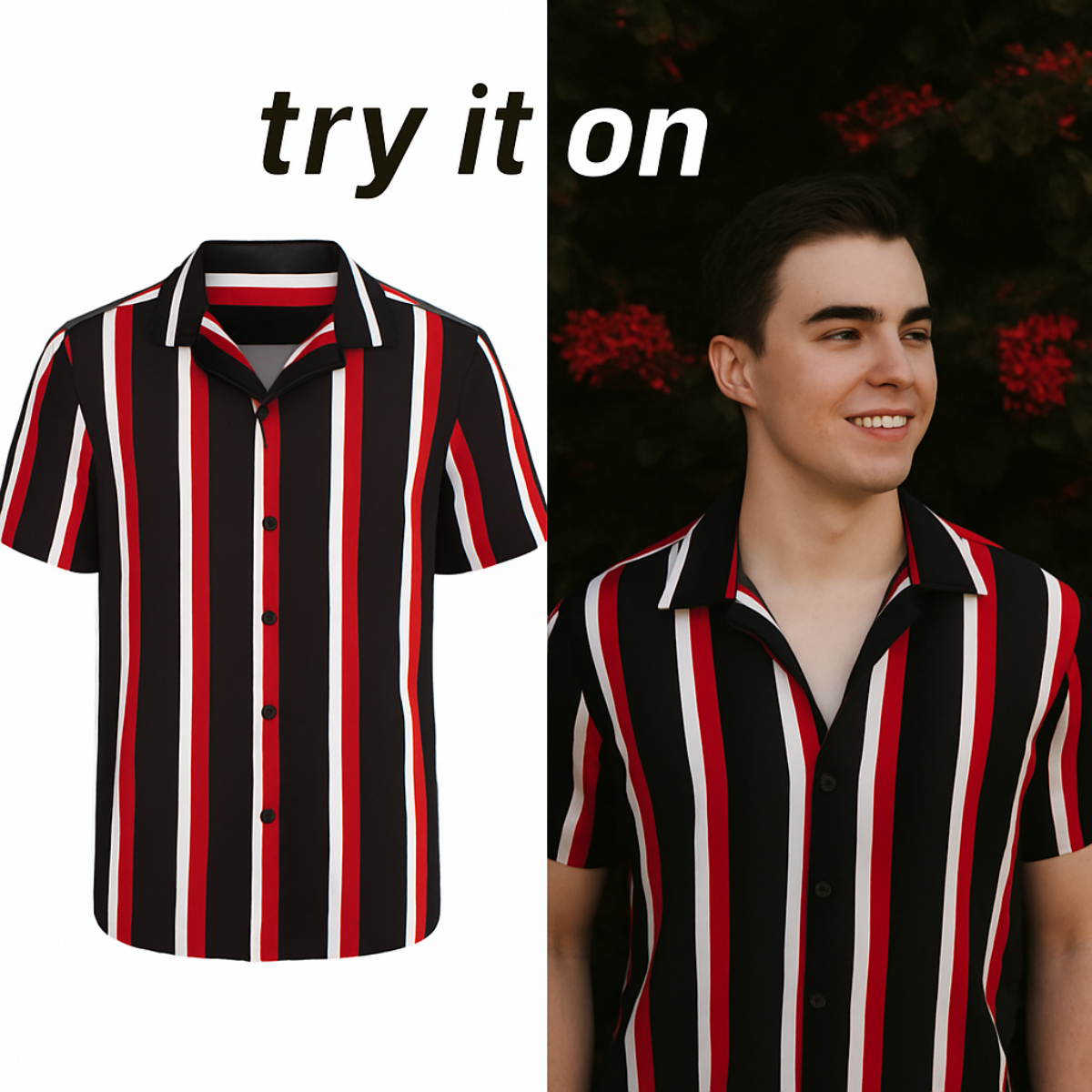 Cut returns, with AI virtual try-on. Let customers see themselves in your clothes. Improve sales! logo