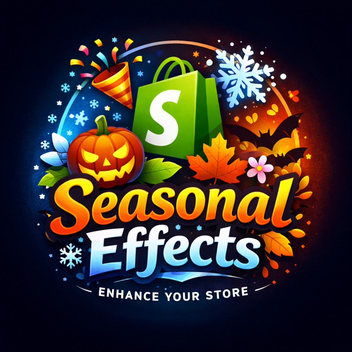 Add eye-catching seasonal effects like snowfall, Halloween themes, and poppers to your store.