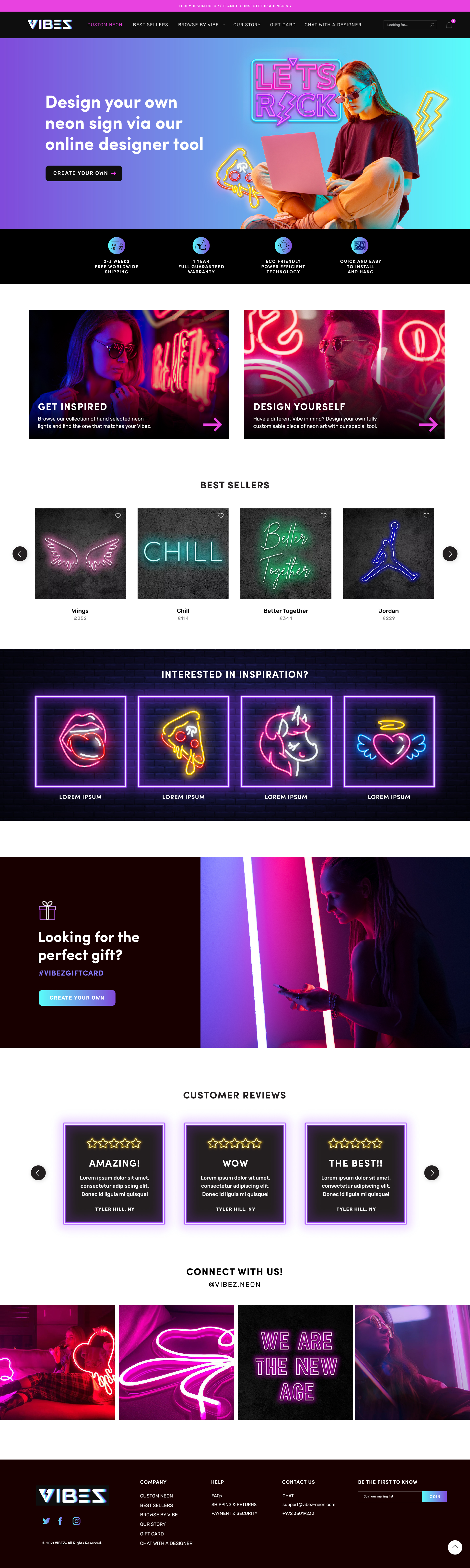 Neon Vibez - Online Shopify Store design screenshot