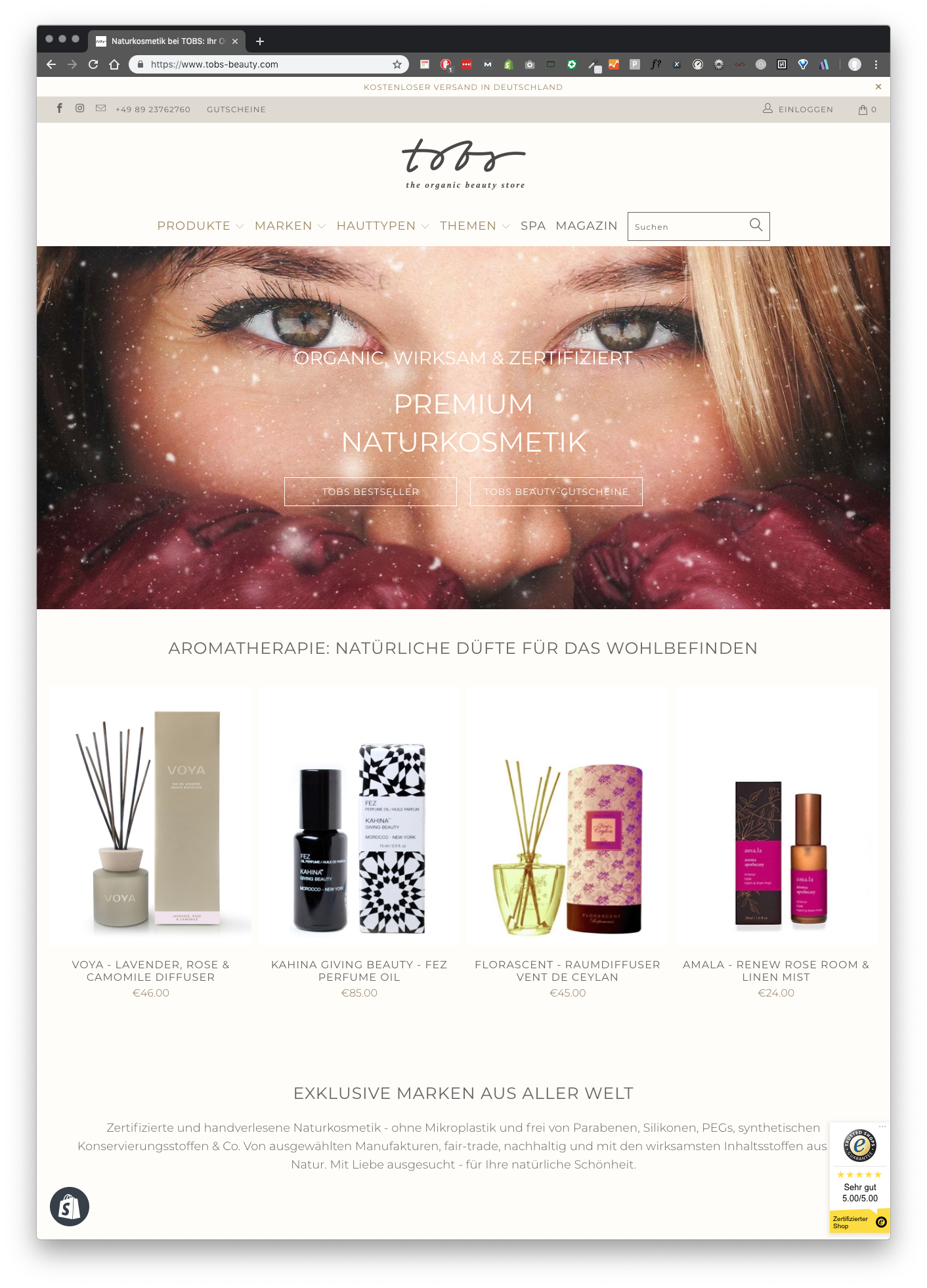 Relaunch Organic Beauty Products Onlineshop screenshot