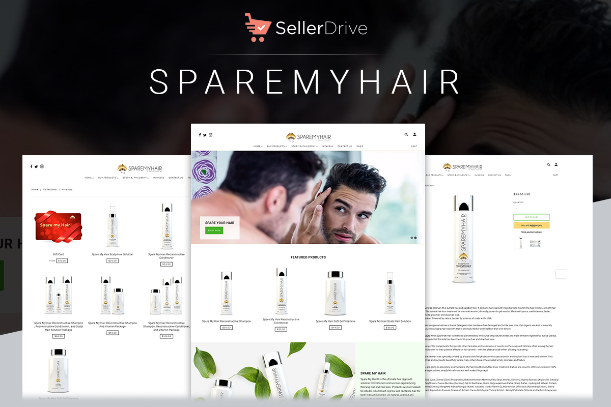 Spare my hair-Shopify Store Setup screenshot