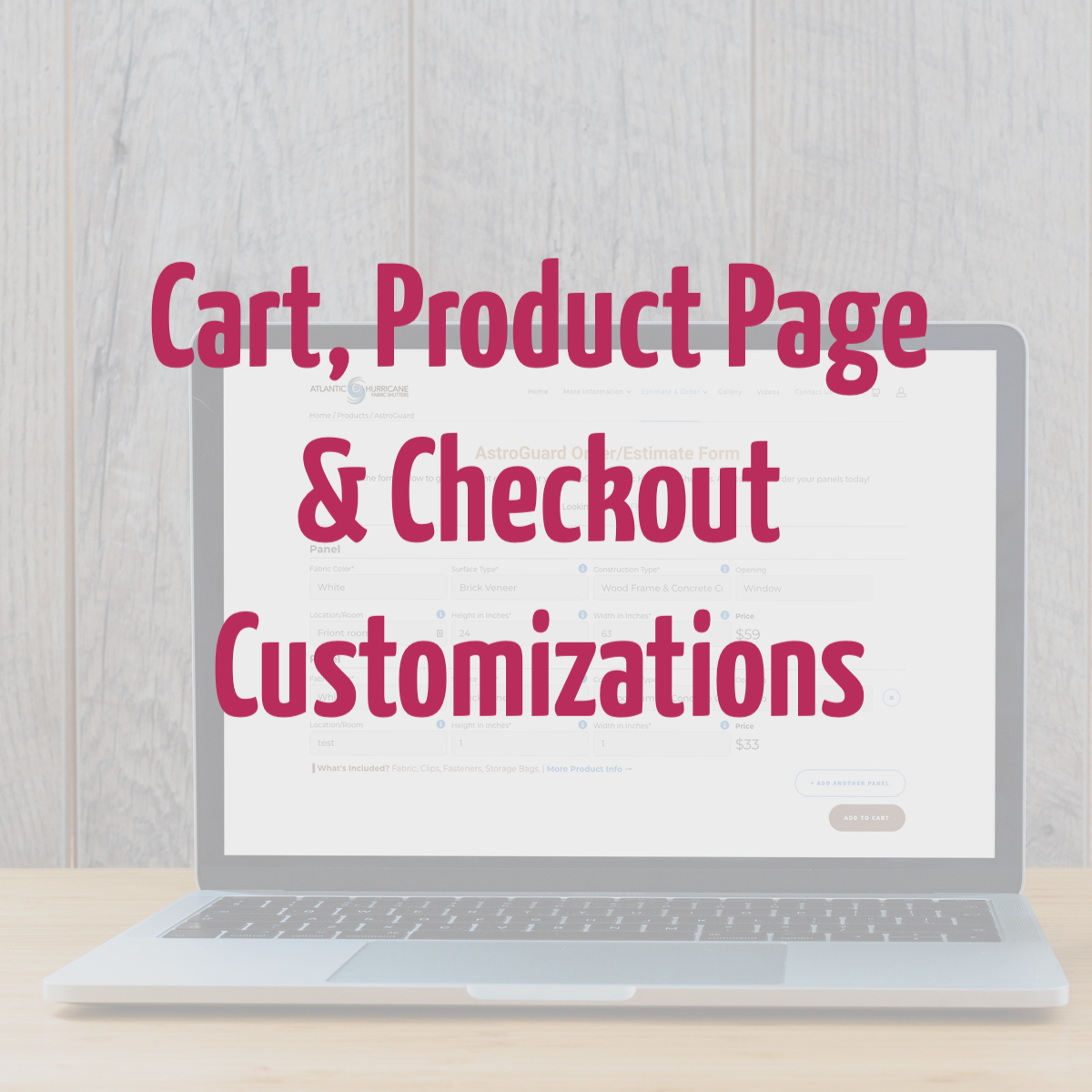 Cart, Product Page & Checkout Customizations screenshot