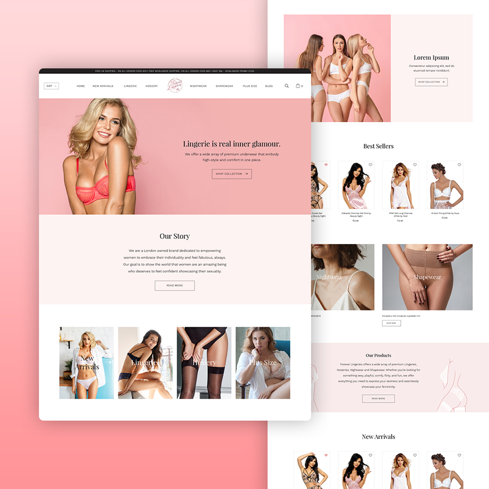 Underwear and Lingerie Online Store redesign screenshot