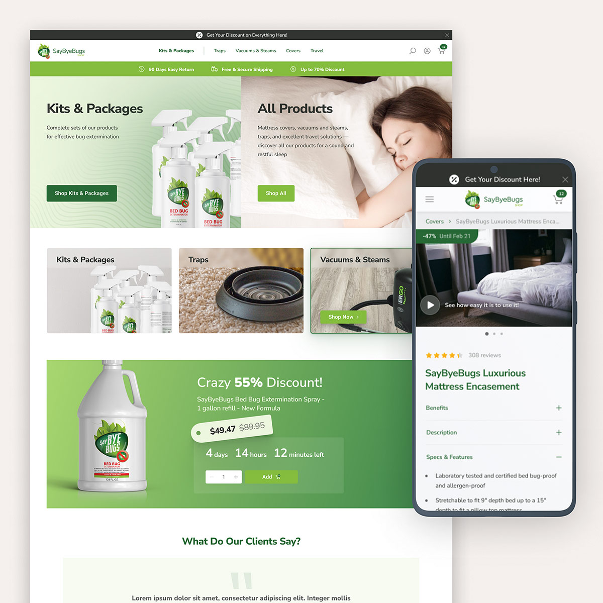 SayByeBugs • Premium Shopify Plus Store screenshot