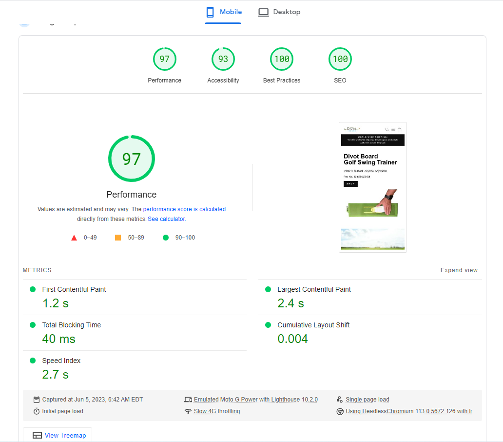 Divot Board speed optimization screenshot