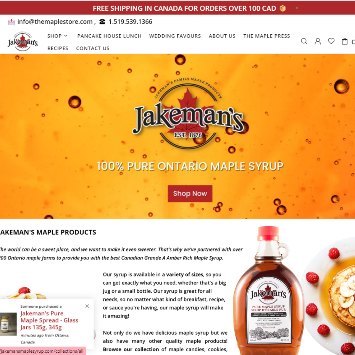 Jakemans Maple Syrup Email Marketing, Digital Ads & Ongoing Support screenshot