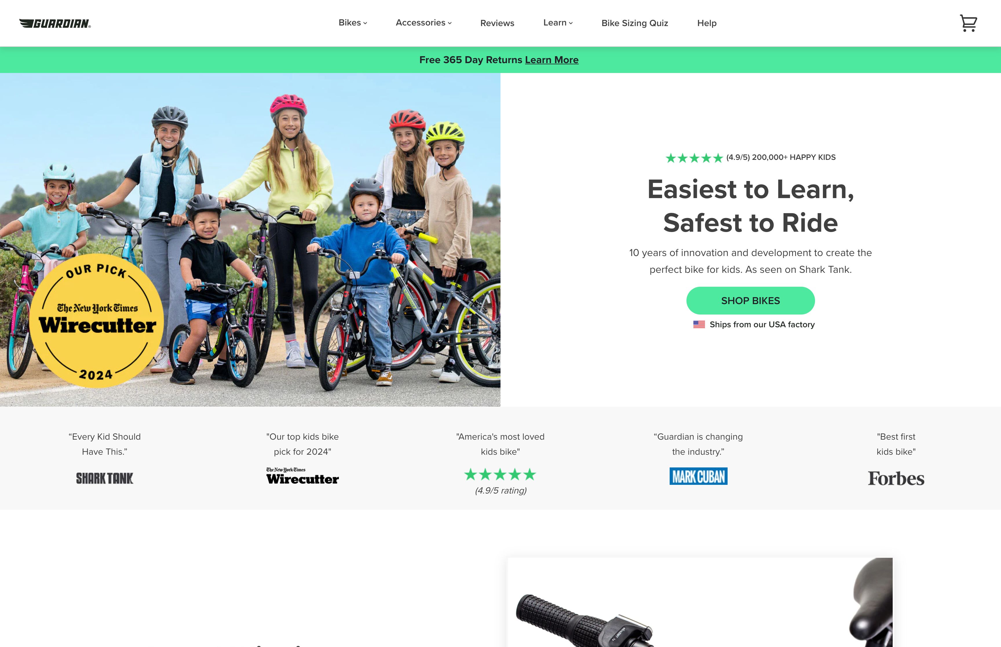 Custom Shopify store development for Guardian Bike screenshot