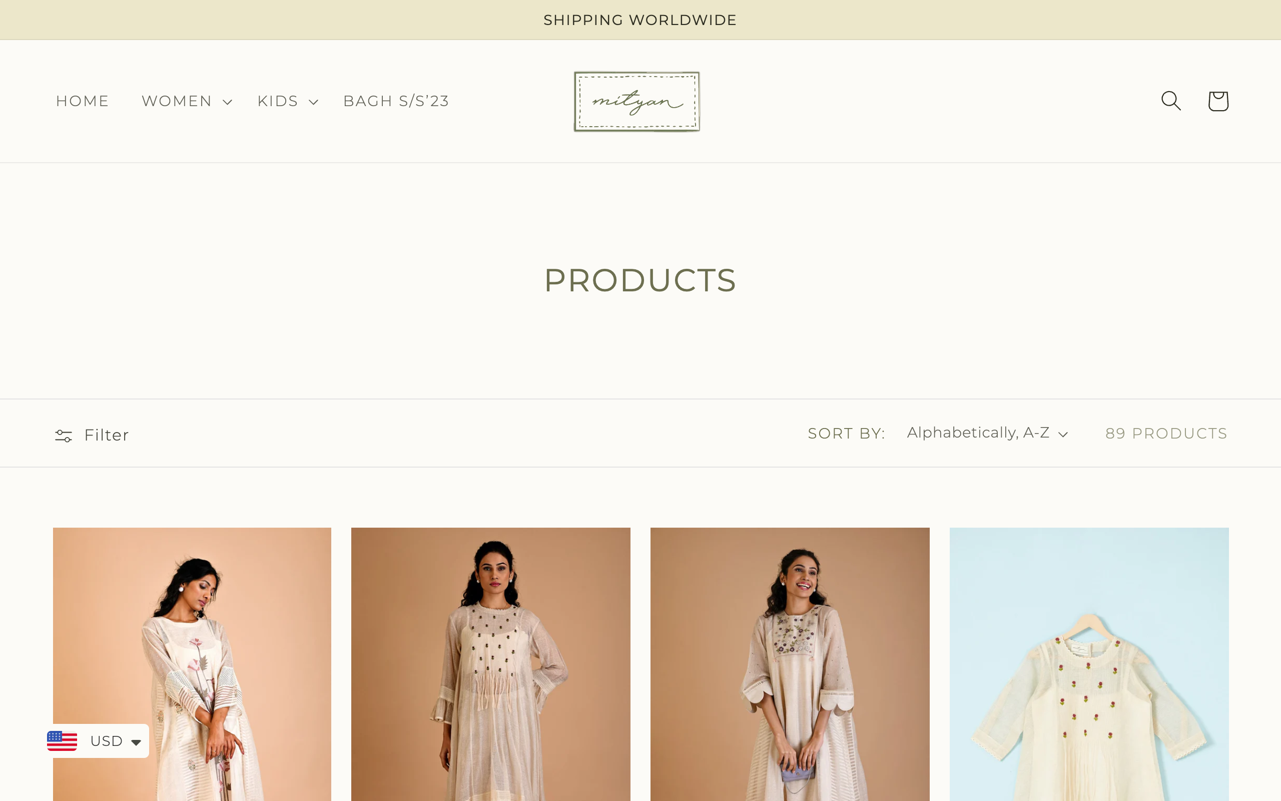 Mityan - Sutainable Fashion Ecommerce Website screenshot