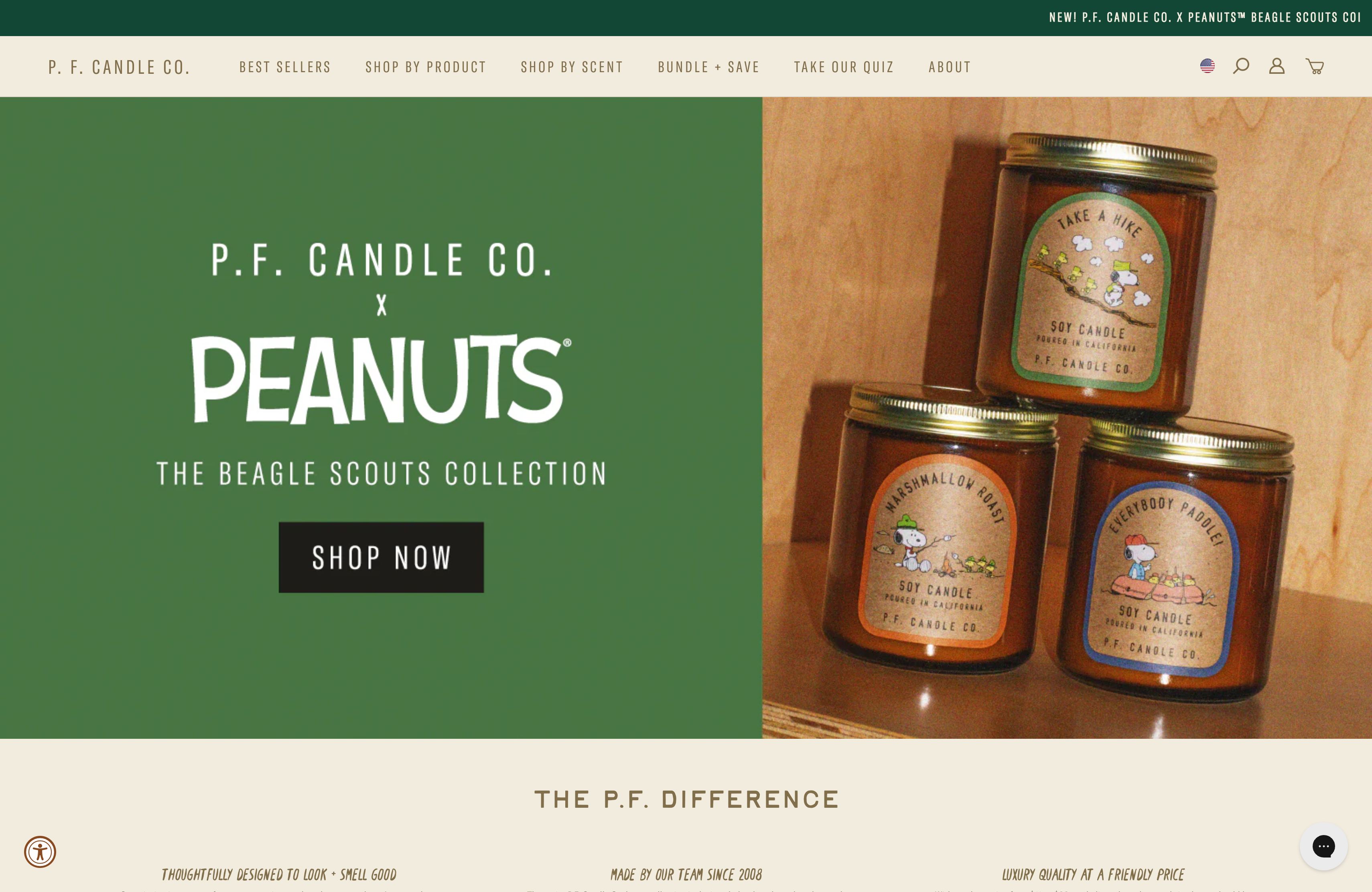 P. F. Candle Co. Shopify Plus Theme Design screenshot