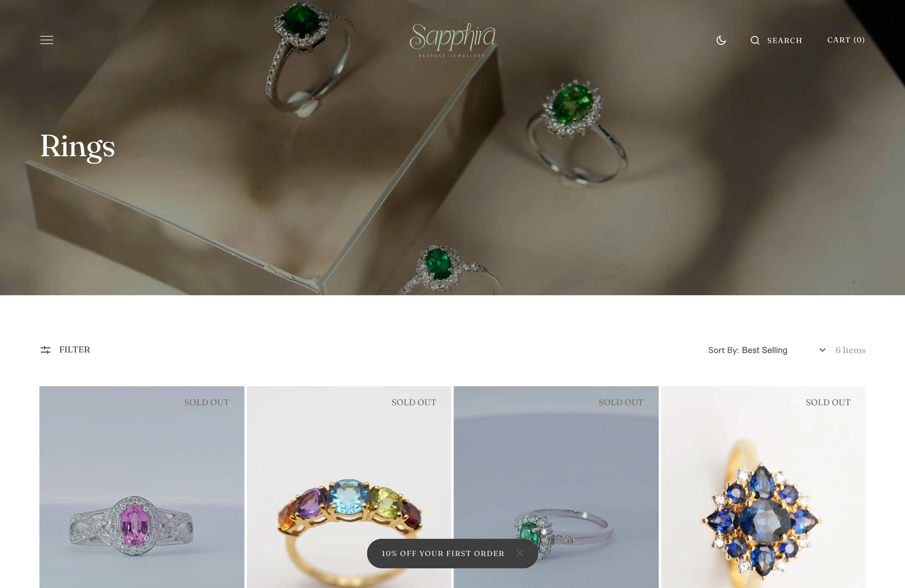 Sapphira Jewellers | Bespoke Jewellery Website screenshot