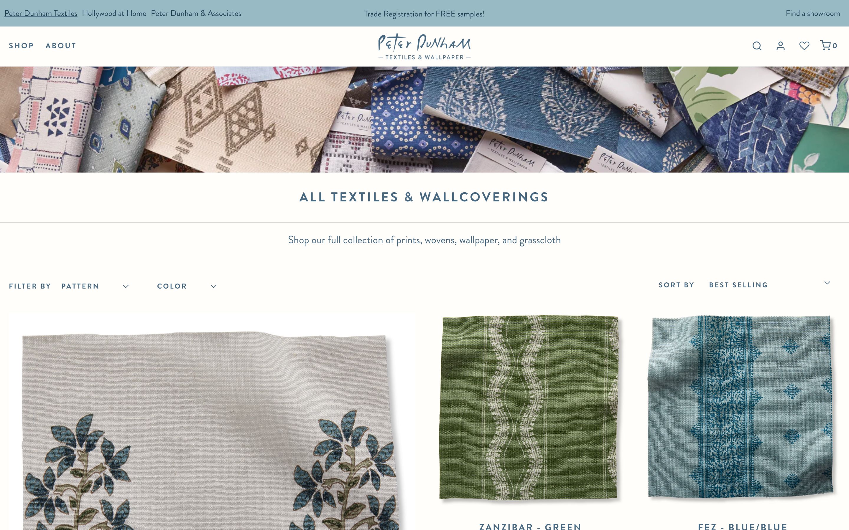 Peter Dunham Textiles Shopify Theme Design screenshot