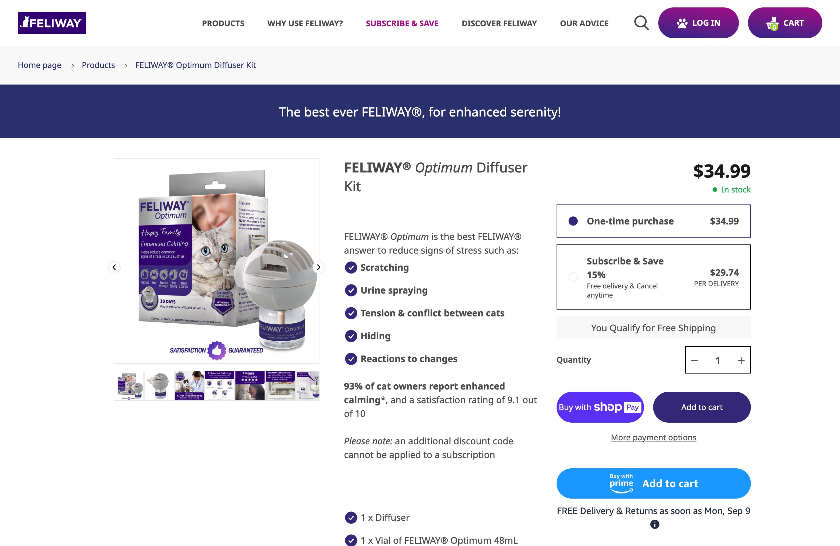 Feliway US - Subscription & Migration screenshot