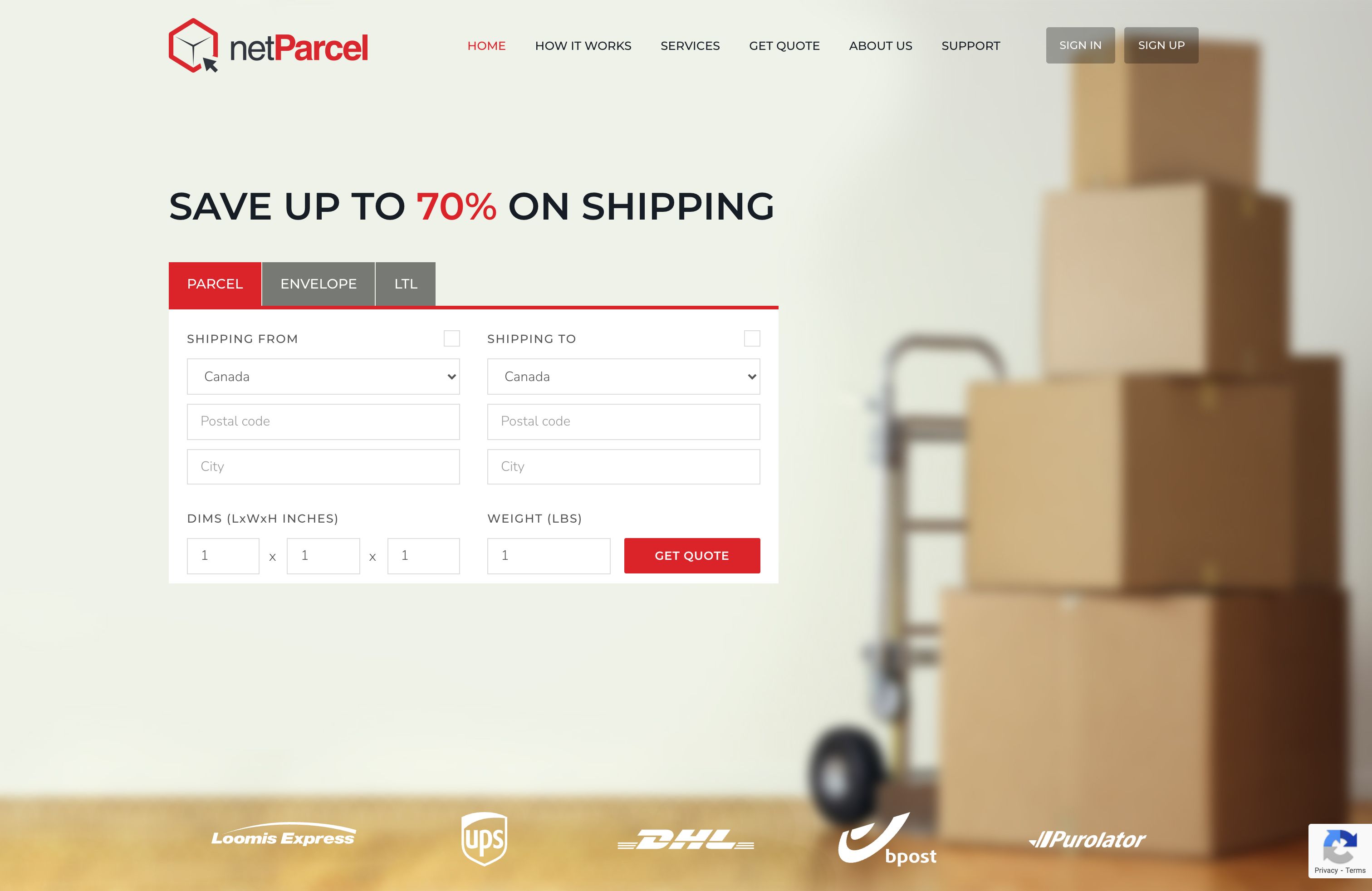 Netparcel screenshot