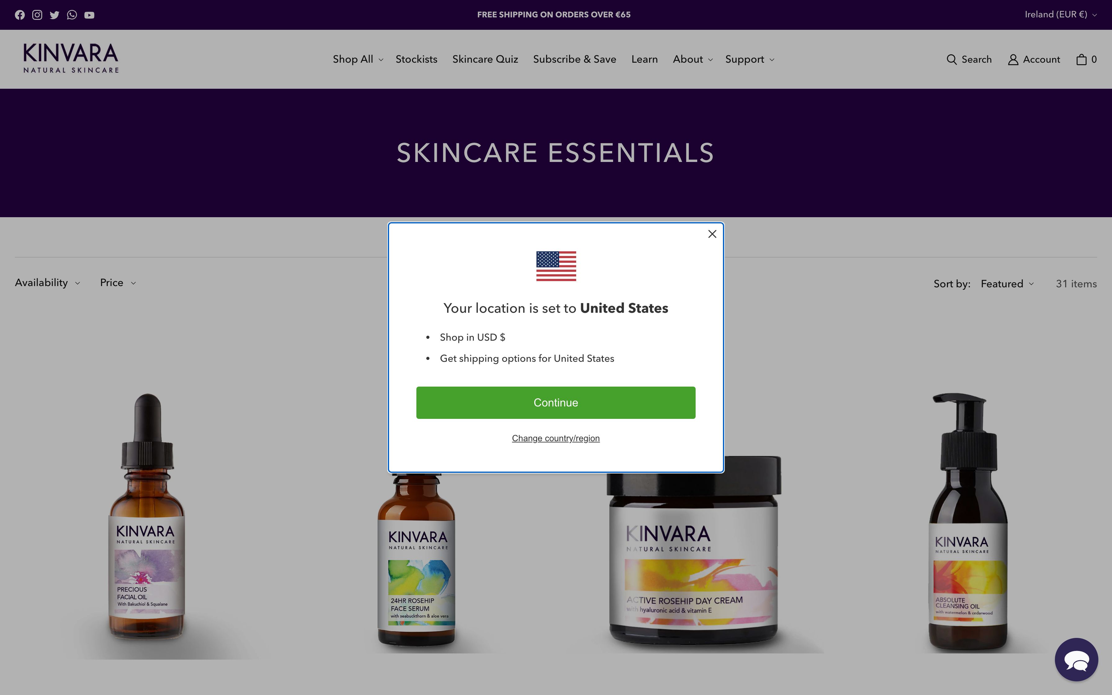 Kinvara Skincare screenshot