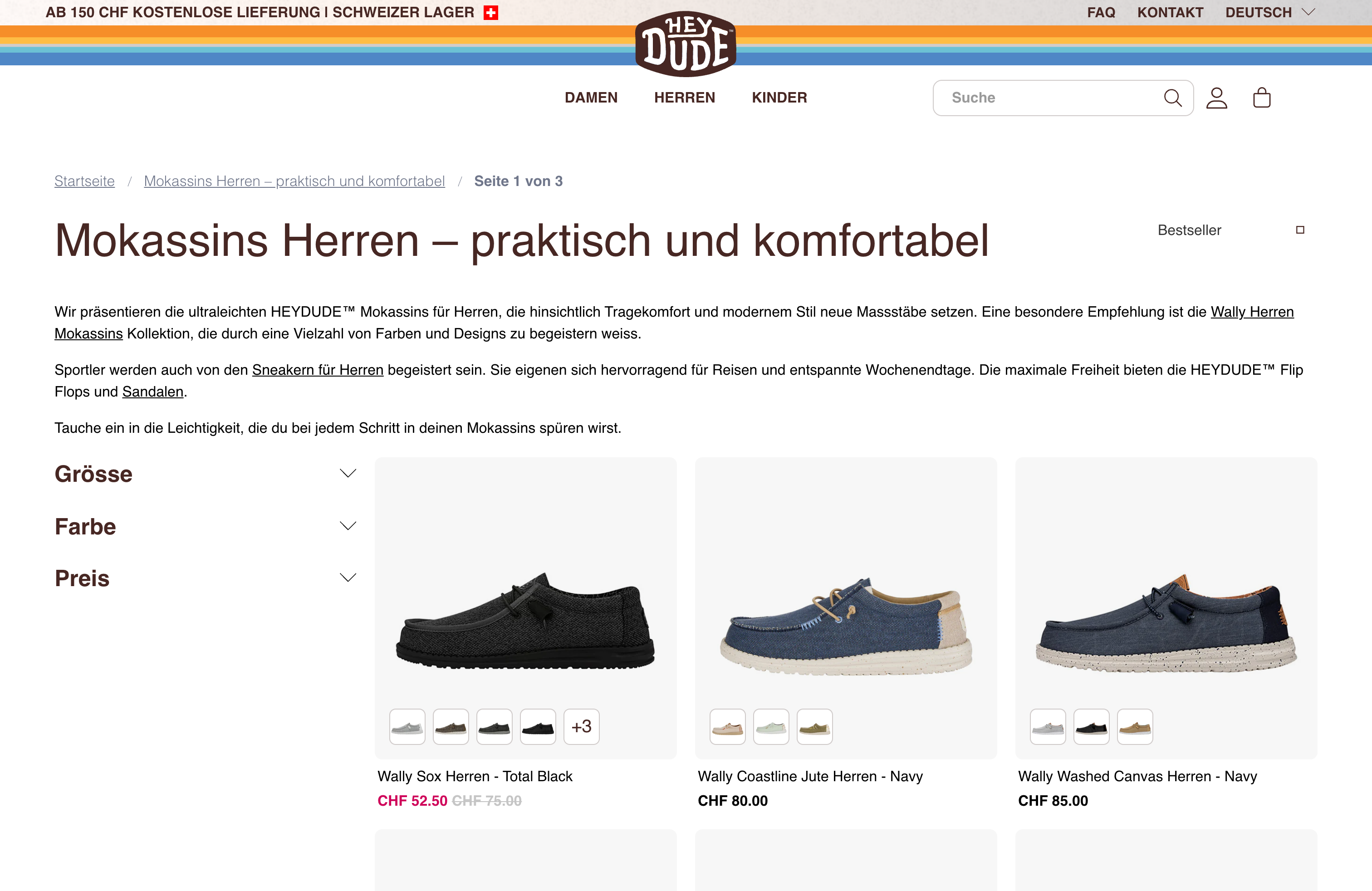 Entwicklung Onlineshop für internationale Marke HEYDUDE screenshot