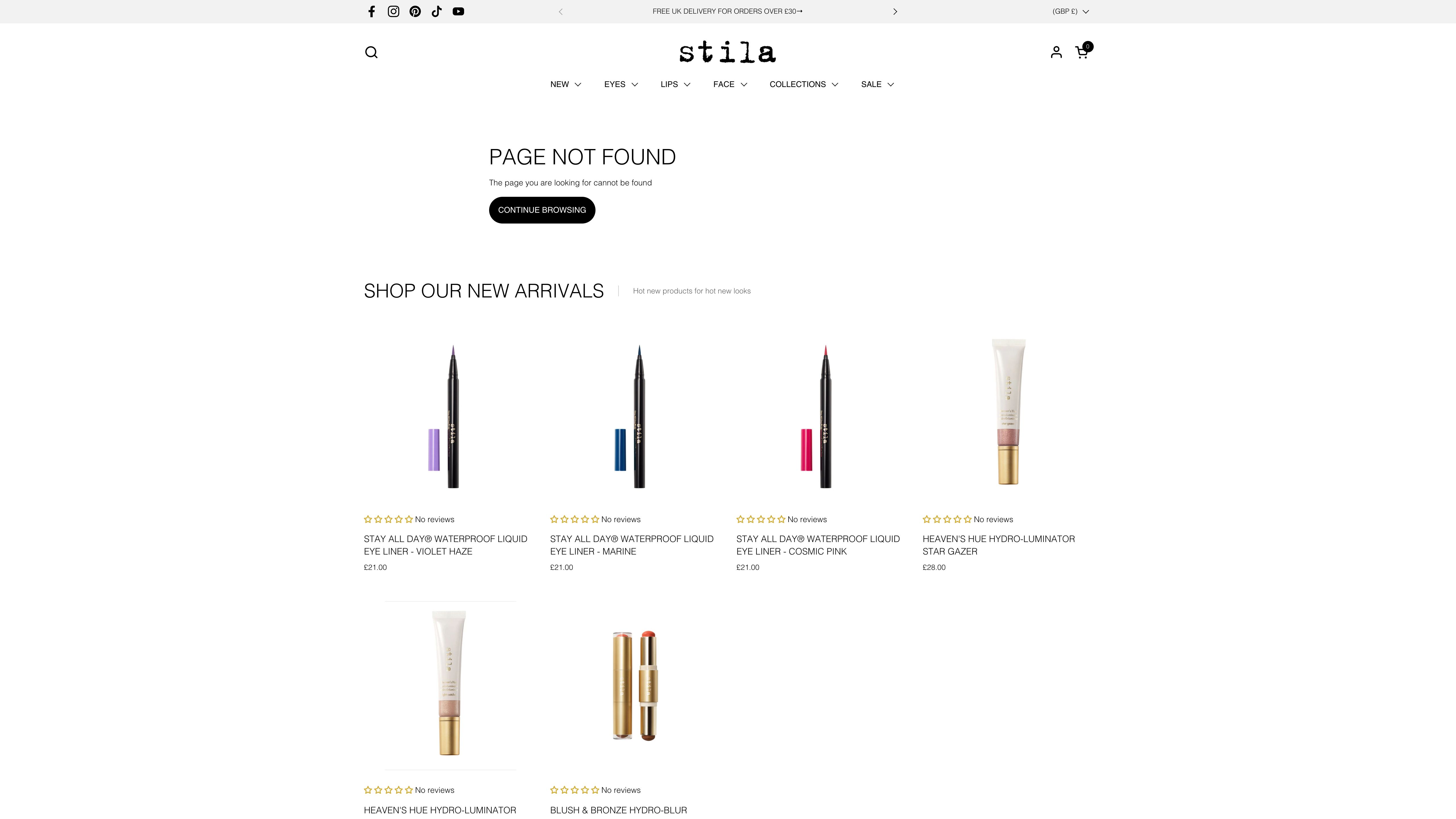 Stila UK screenshot