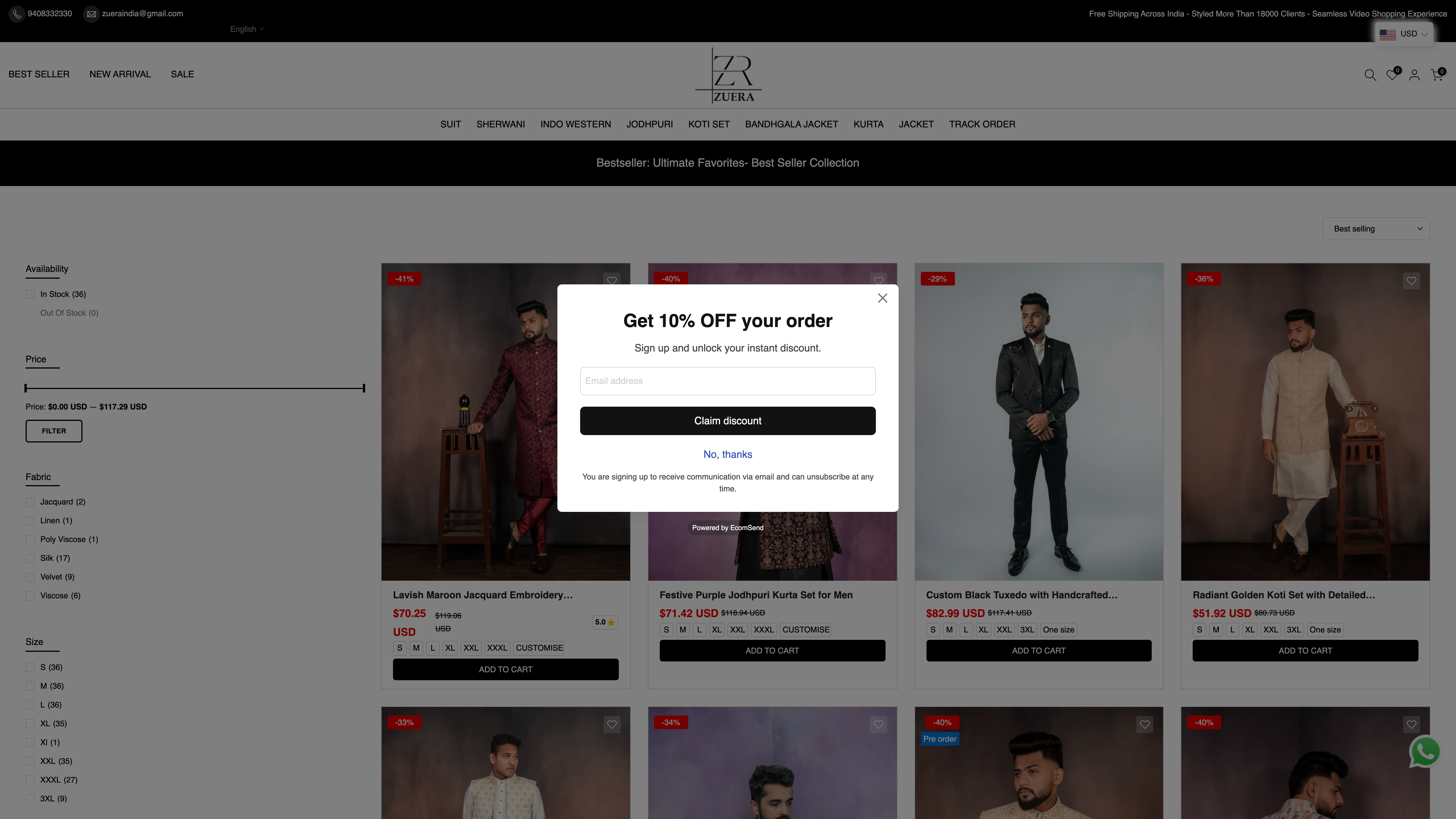 Fashion Store Configuration from Figma Design - Zuera Ethnic Wear screenshot