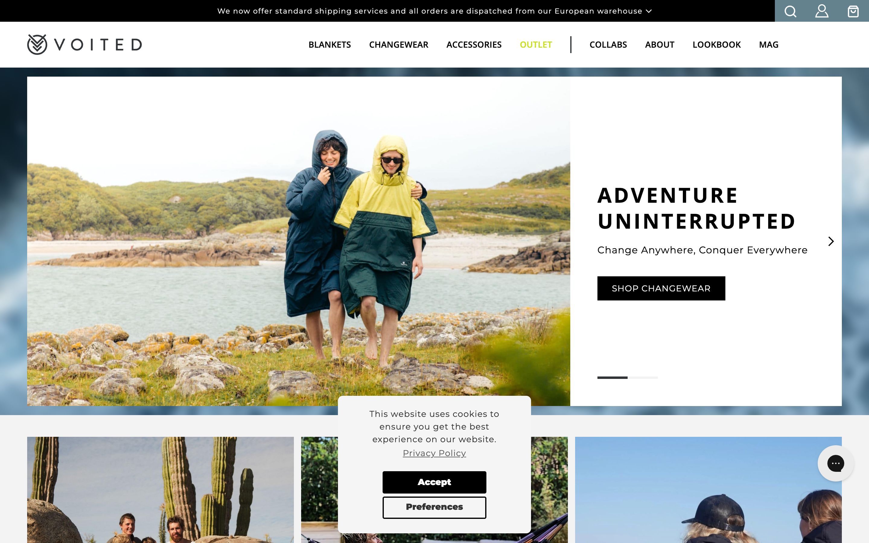 VOITED - Camping Blankets & Outdoor Gear Ecommerce Success screenshot