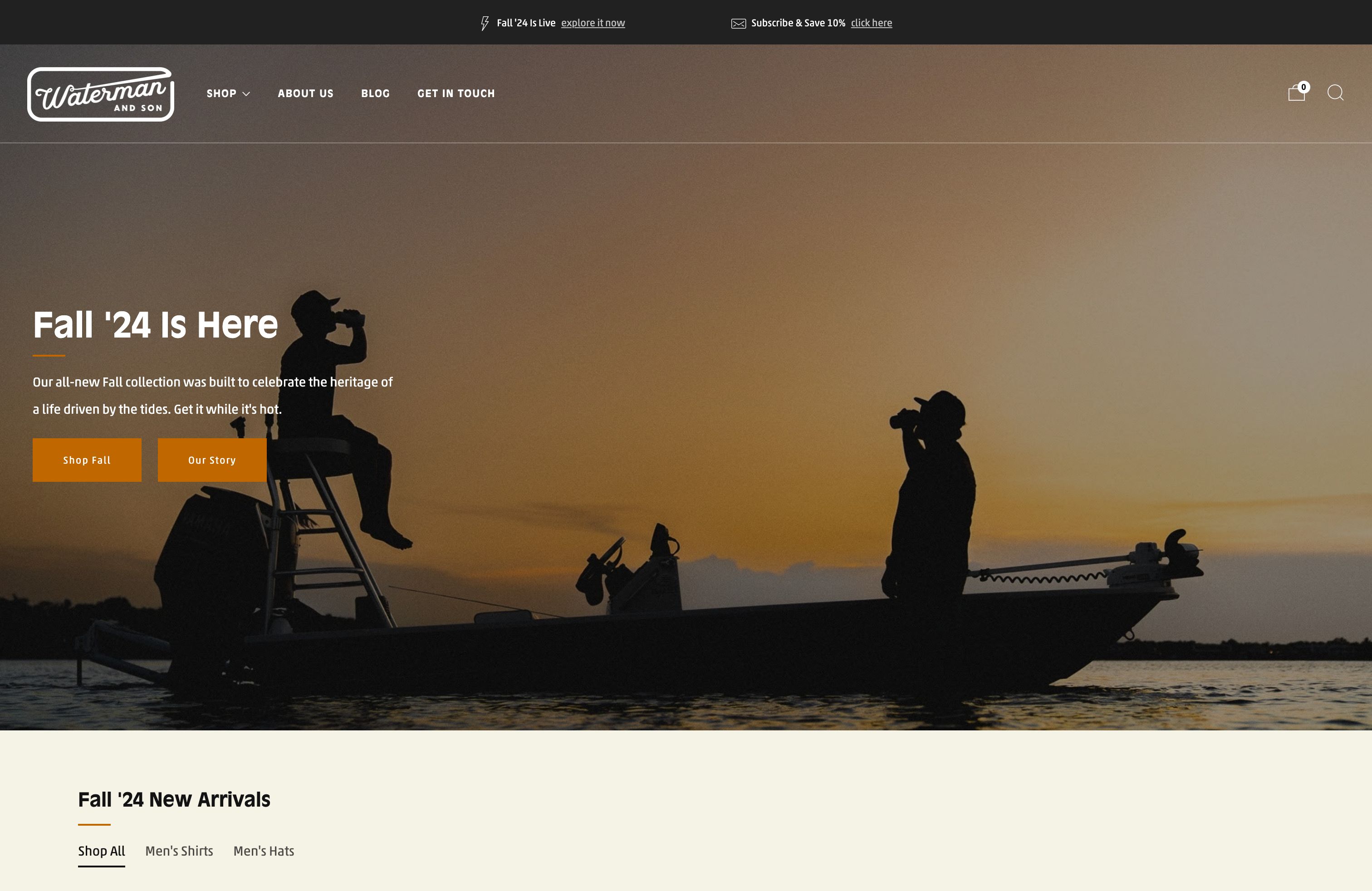 Waterman and Son site + online store creation screenshot