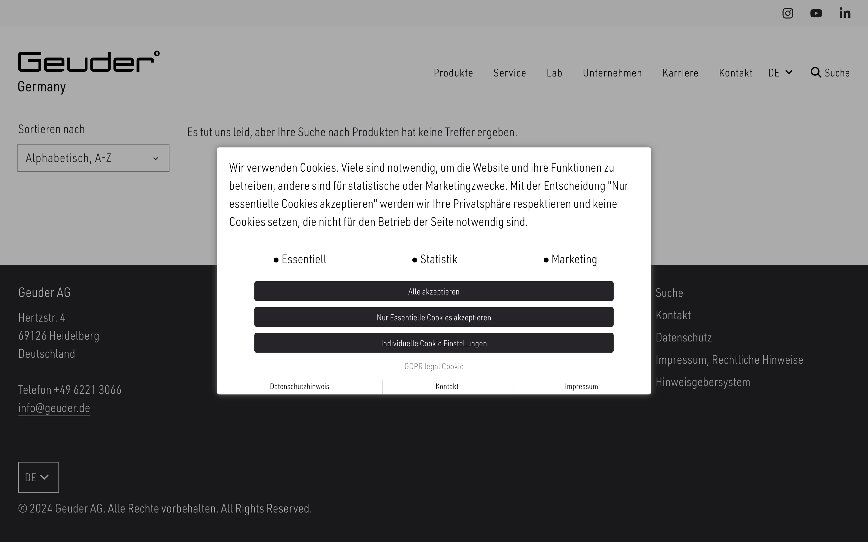 Schnelle Umsetzung von Shopify als B2B Portfolio Website – geuder.de screenshot