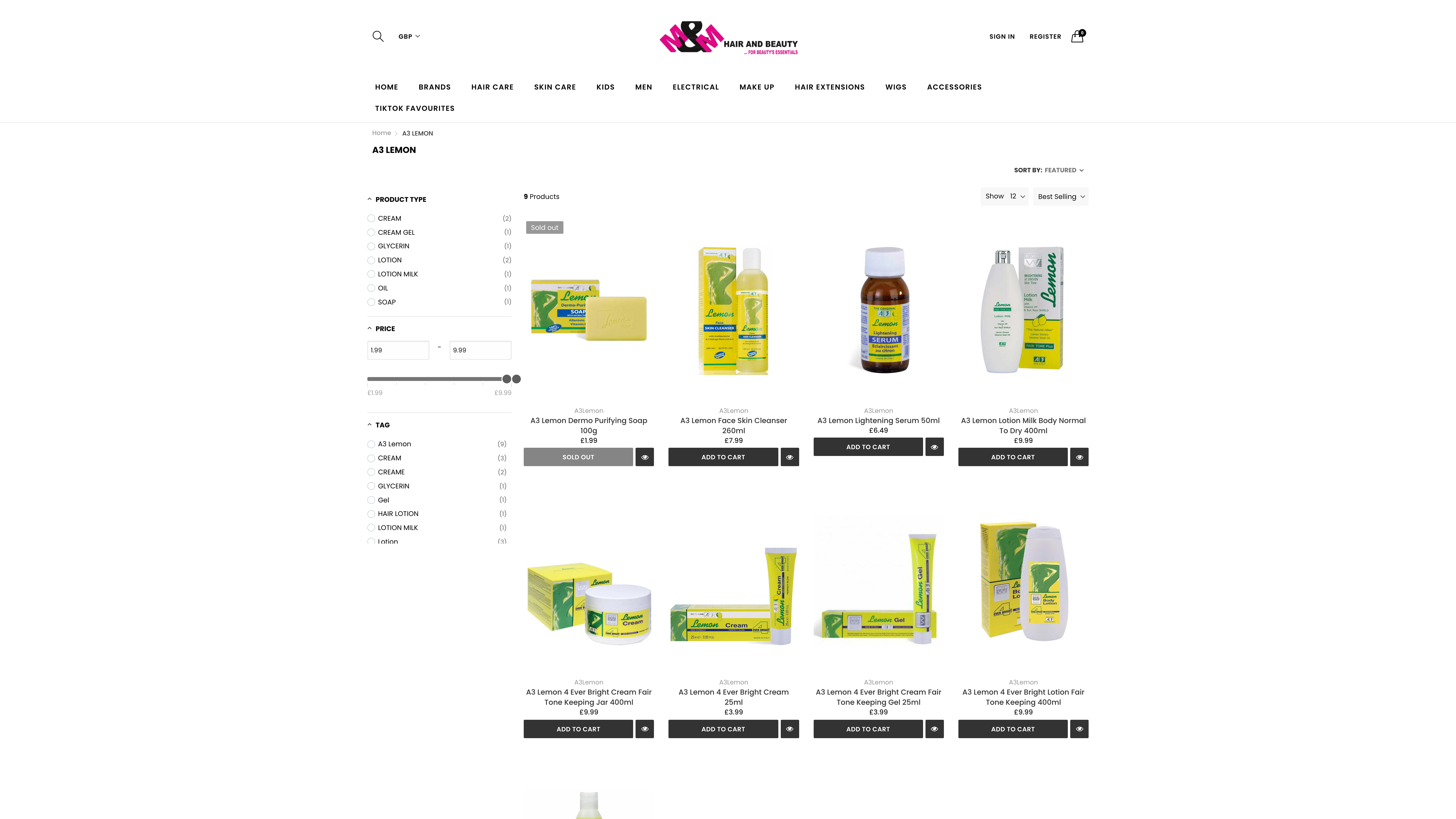 MNMhairandbeauty online cosmetic company with retails outlet in London screenshot