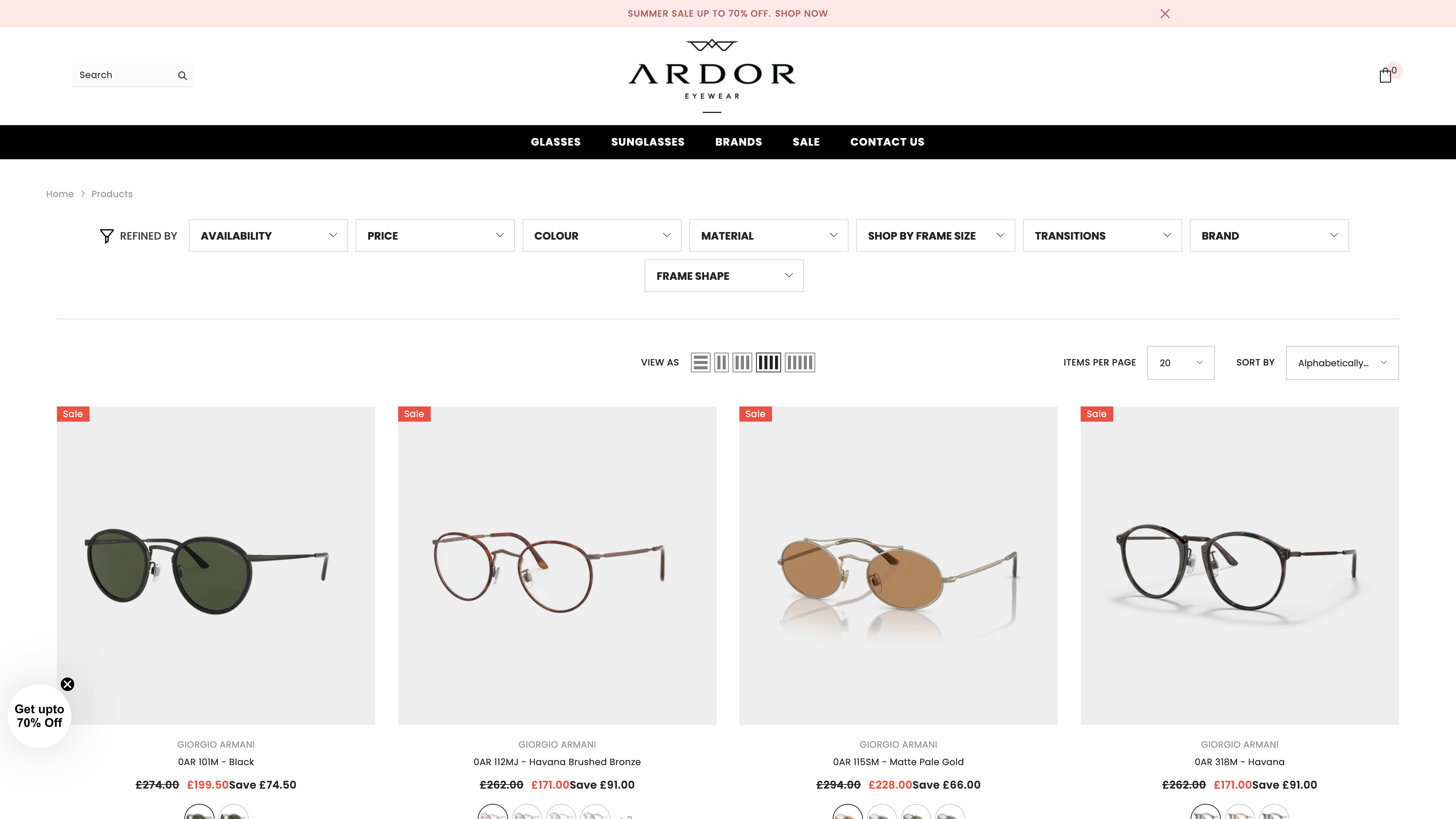 Ardor Eyewear: Shopify Store Design for Online Eyewear Company screenshot