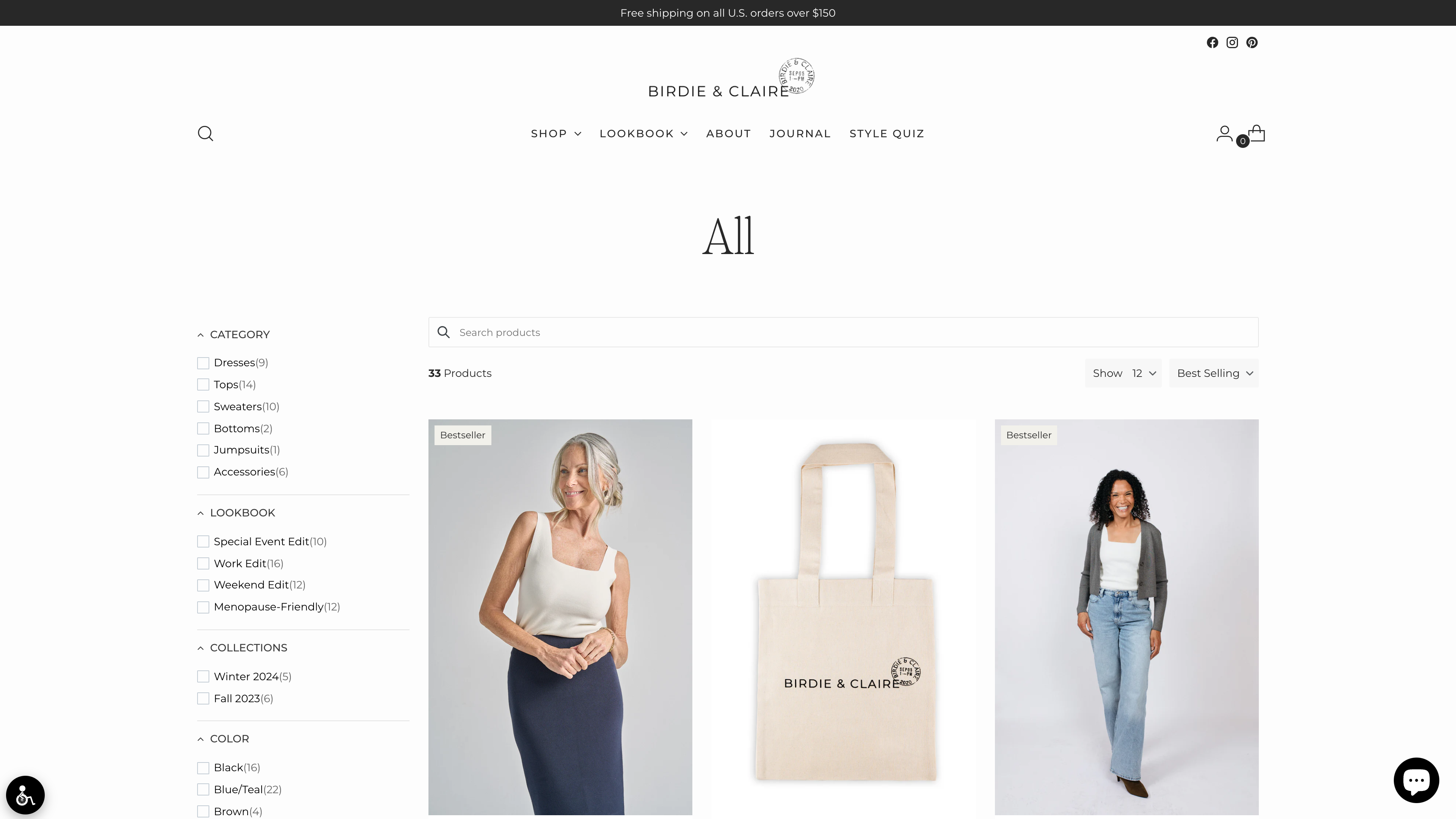 Fashion/clothing website screenshot