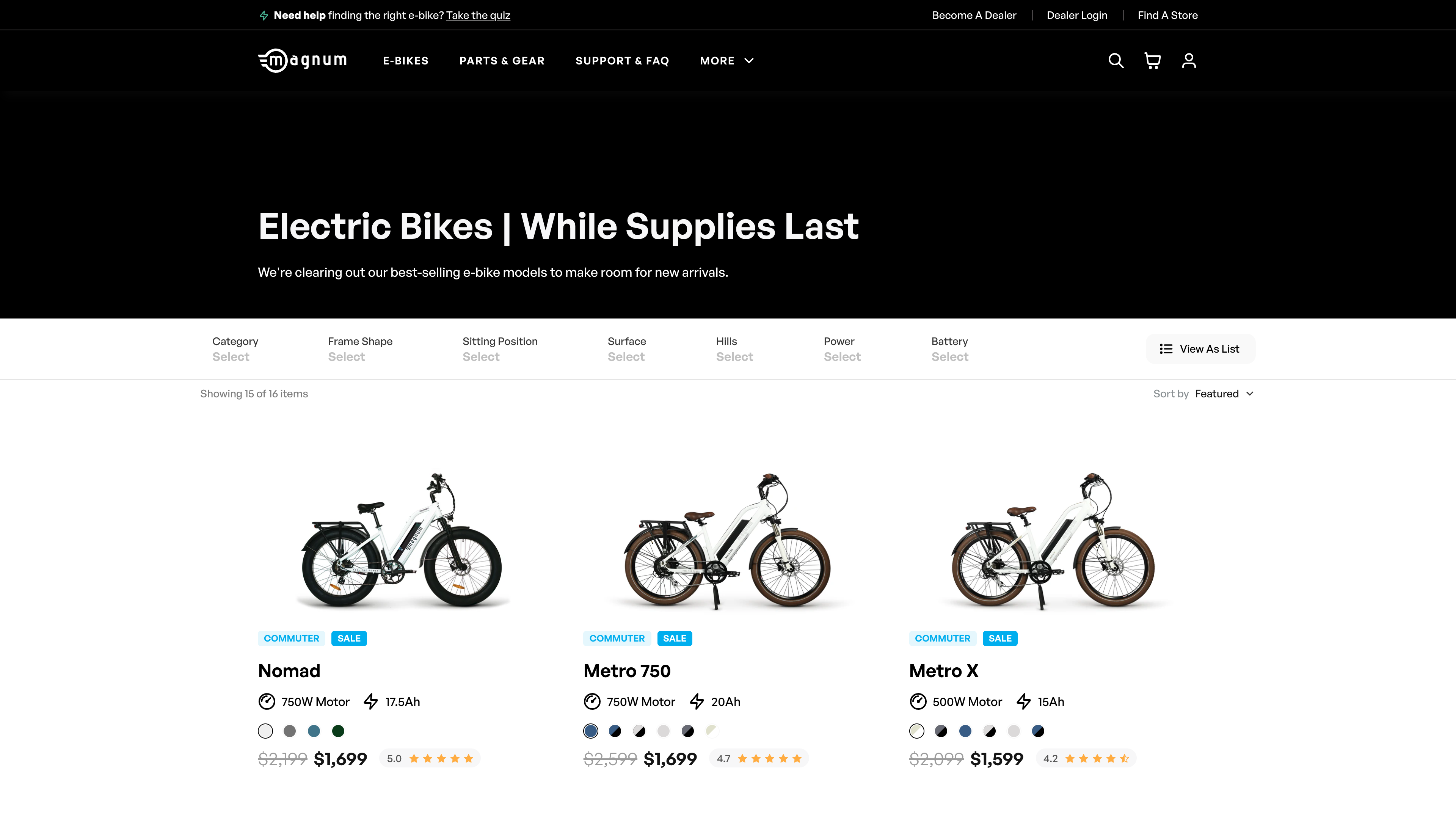 Magnum Bikes Shopify Plus Launch screenshot