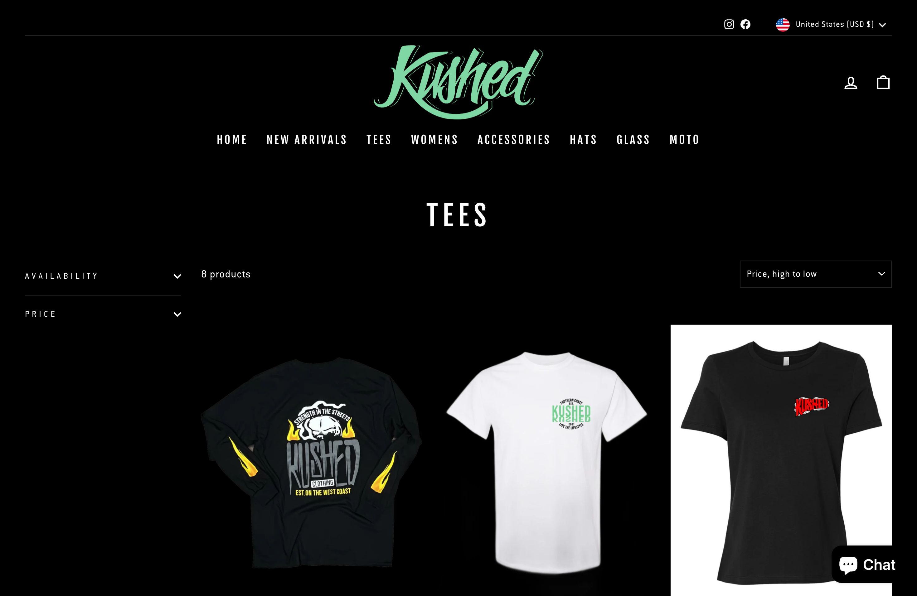 Kushed Clothing Shopify Website screenshot