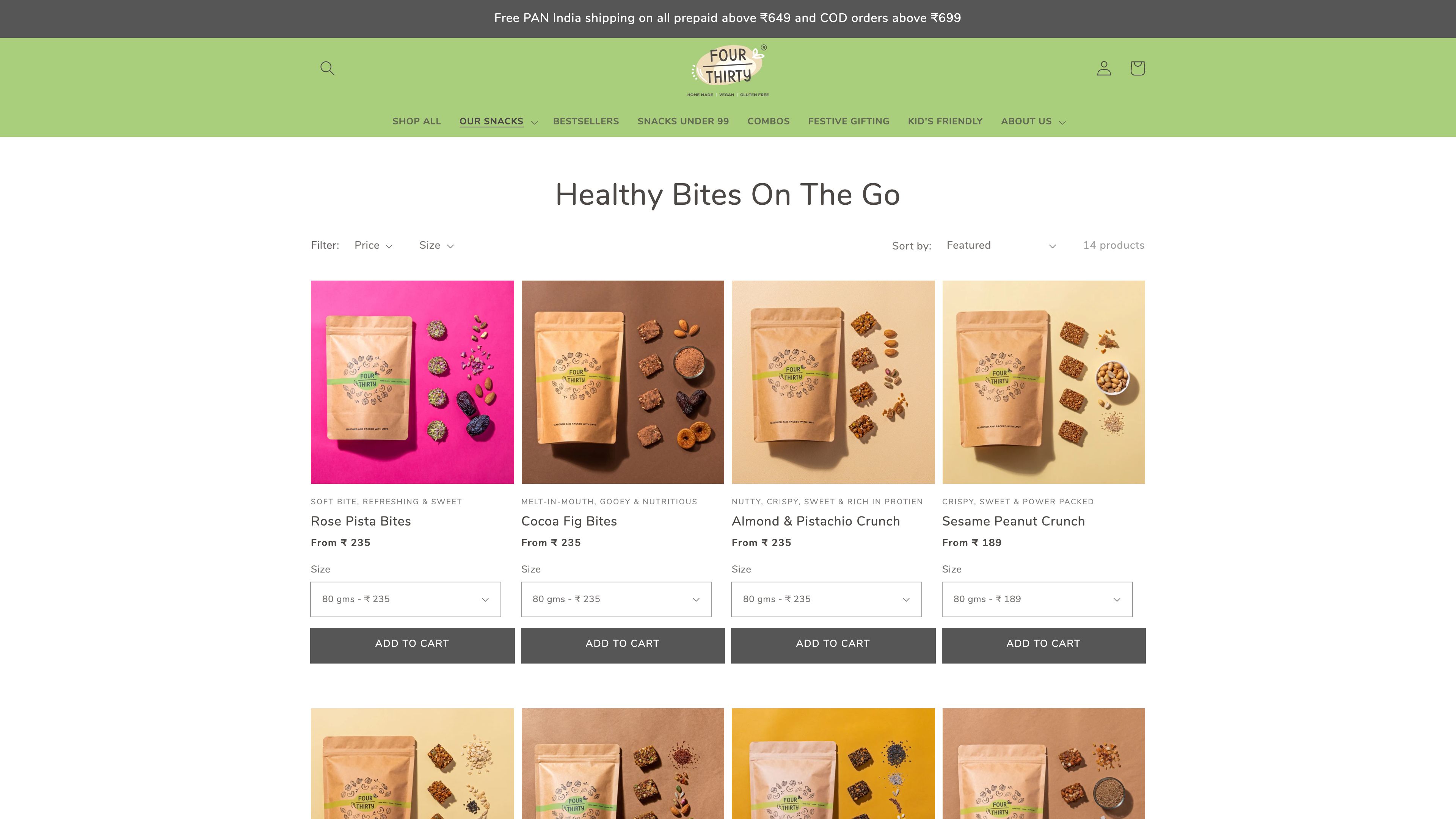 Healthy Snacking Brand - Four Thirty screenshot