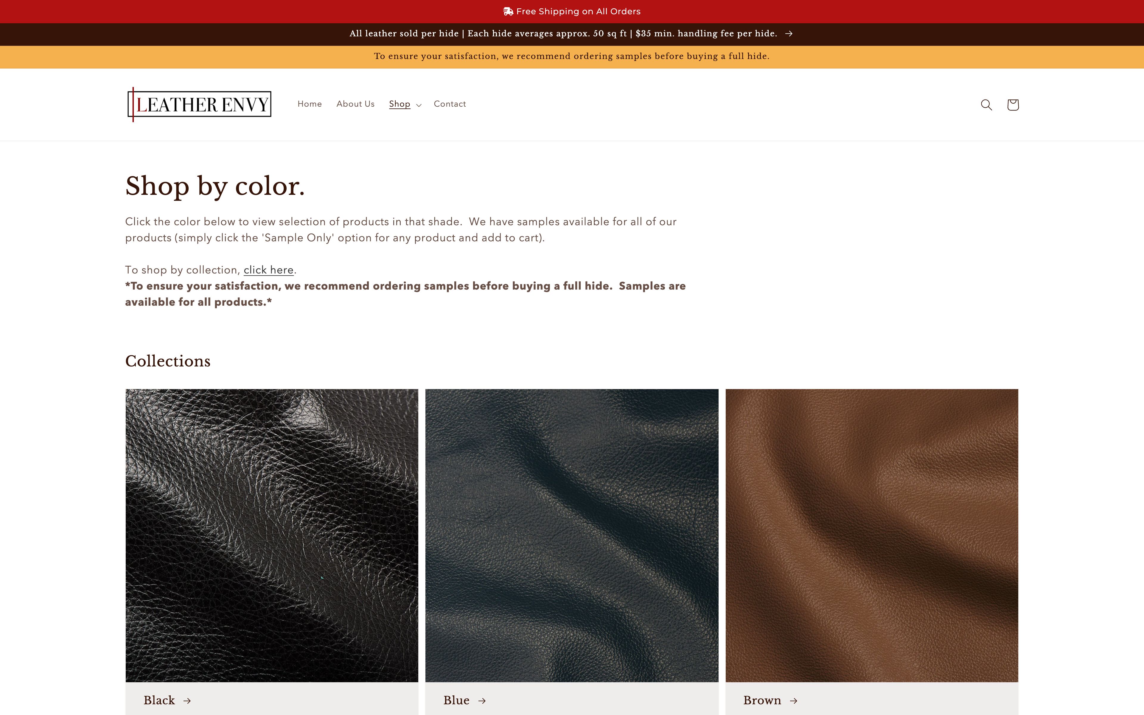 Leather Envy website development screenshot