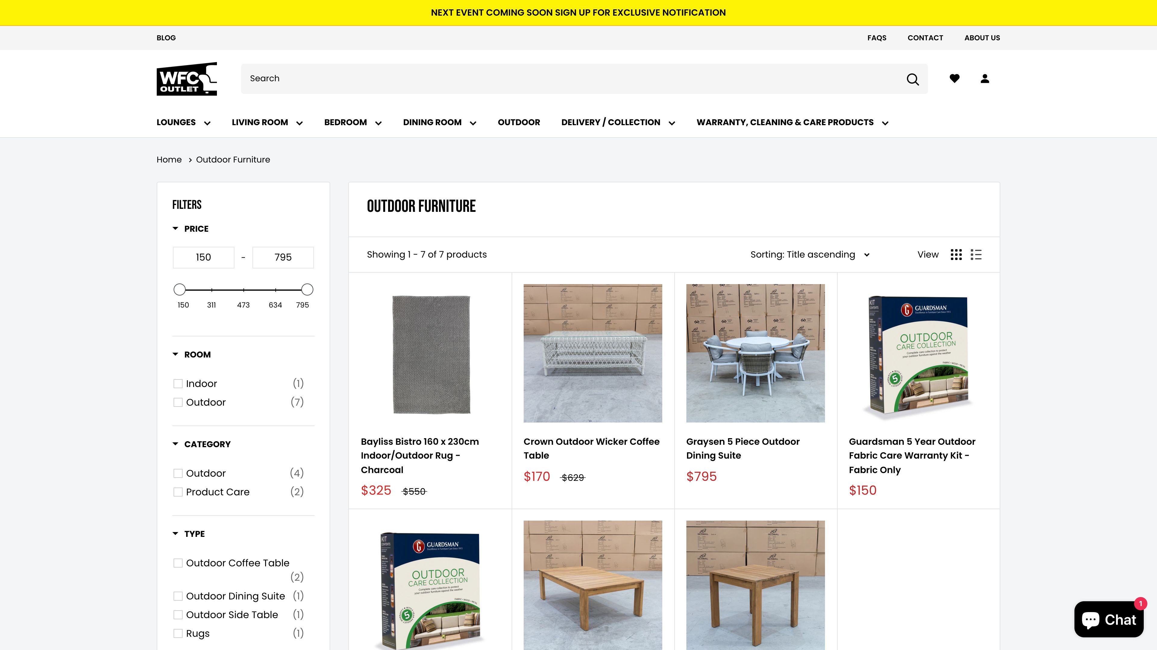 Warehouse Furniture Clearance screenshot