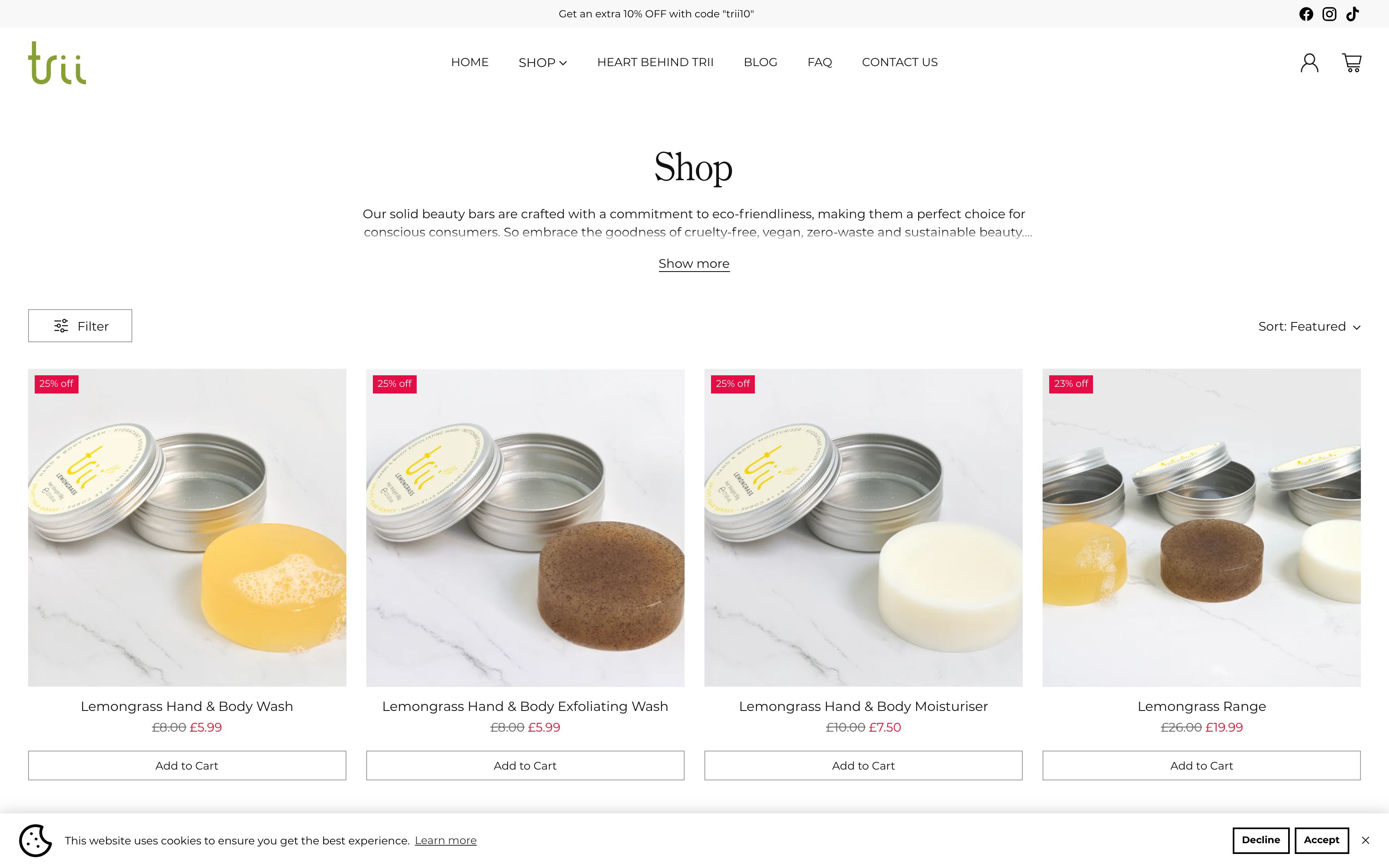 Trii Website Migration and Shopify Store Build screenshot