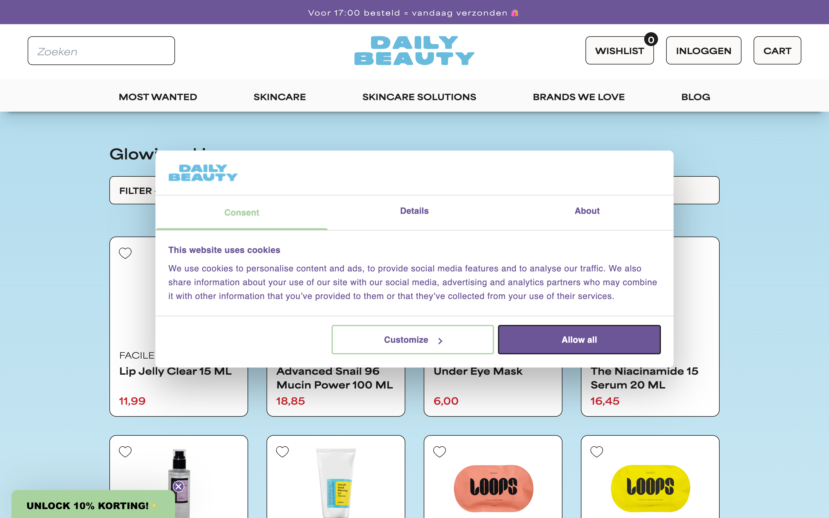 A unique custom webshop for Daily Beauty - Your skincare sidekick screenshot