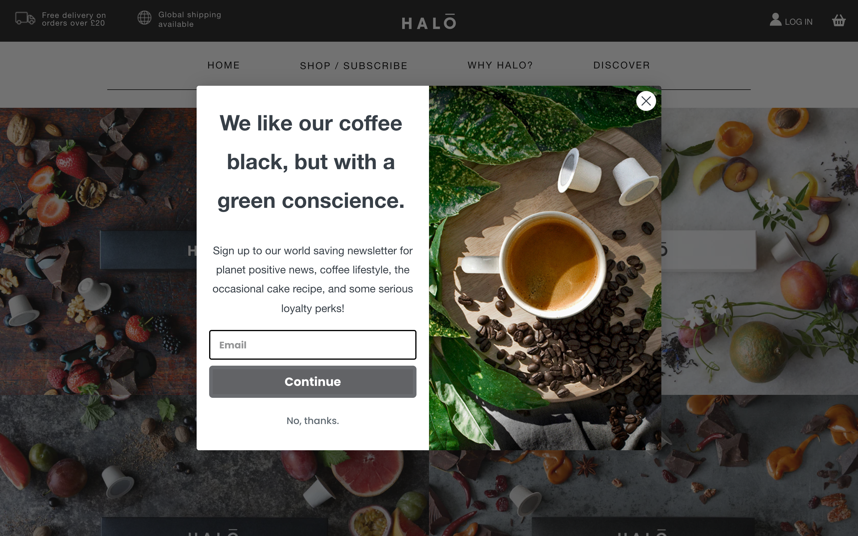 Halo Coffee: Migration from WordPress to Shopify with Custom Theme screenshot