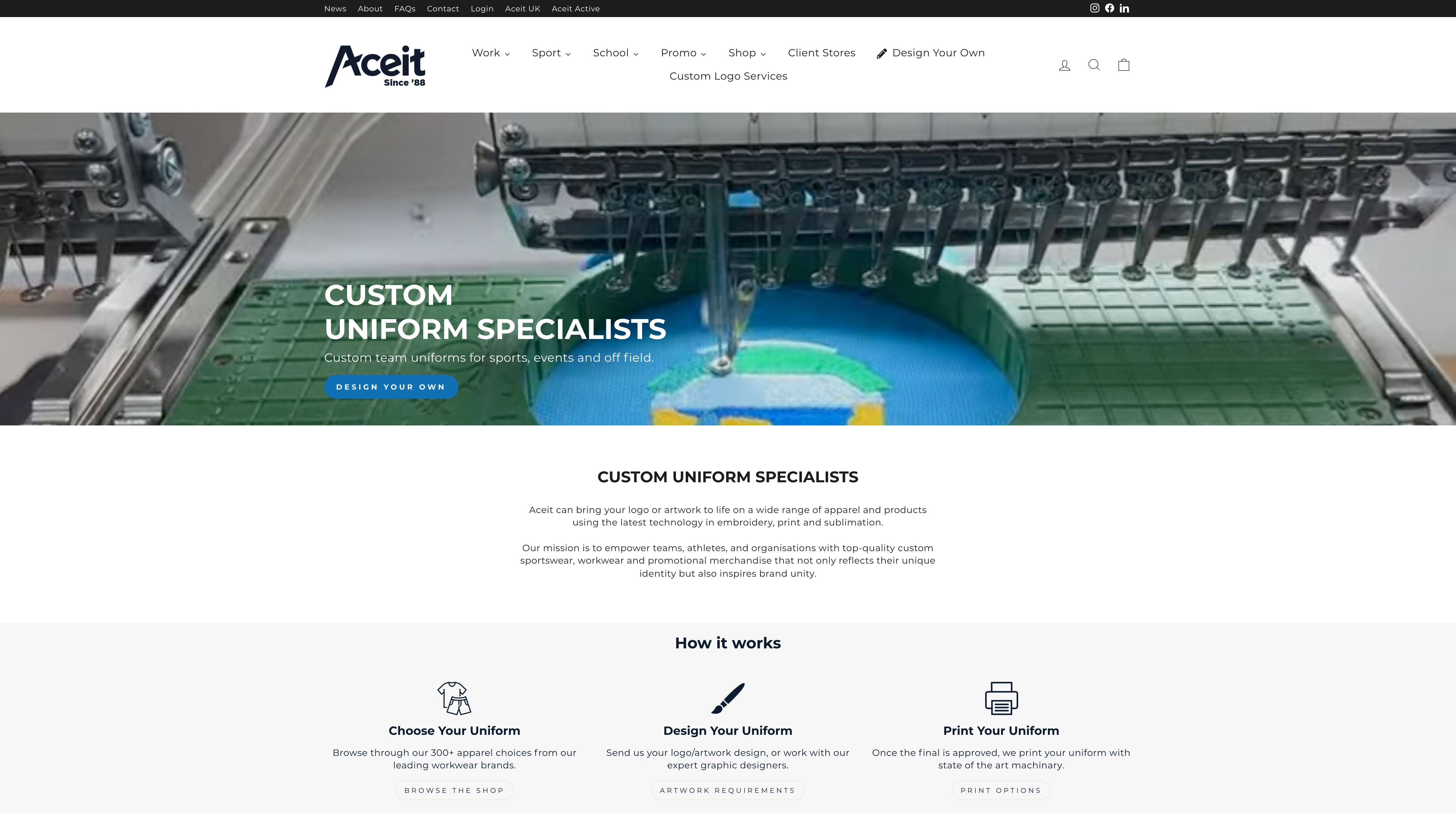 Aceit Uniform Specialists screenshot