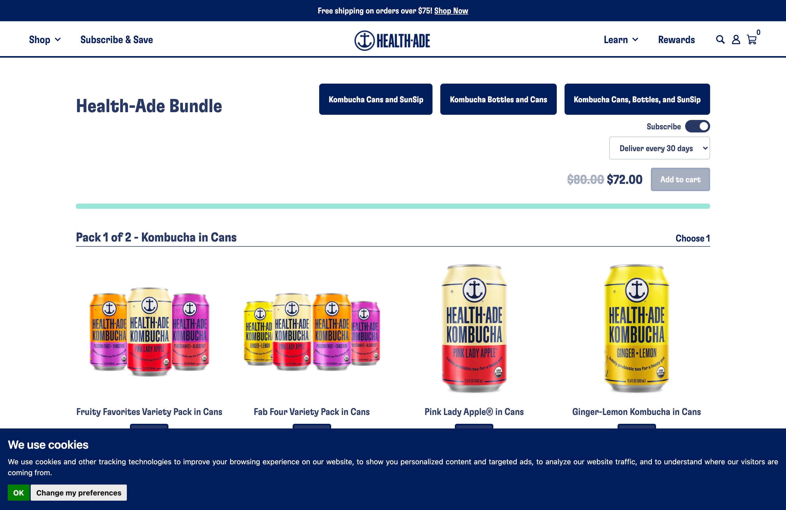 Health-Ade Kombucha Shopify Plus Blog Redesign screenshot