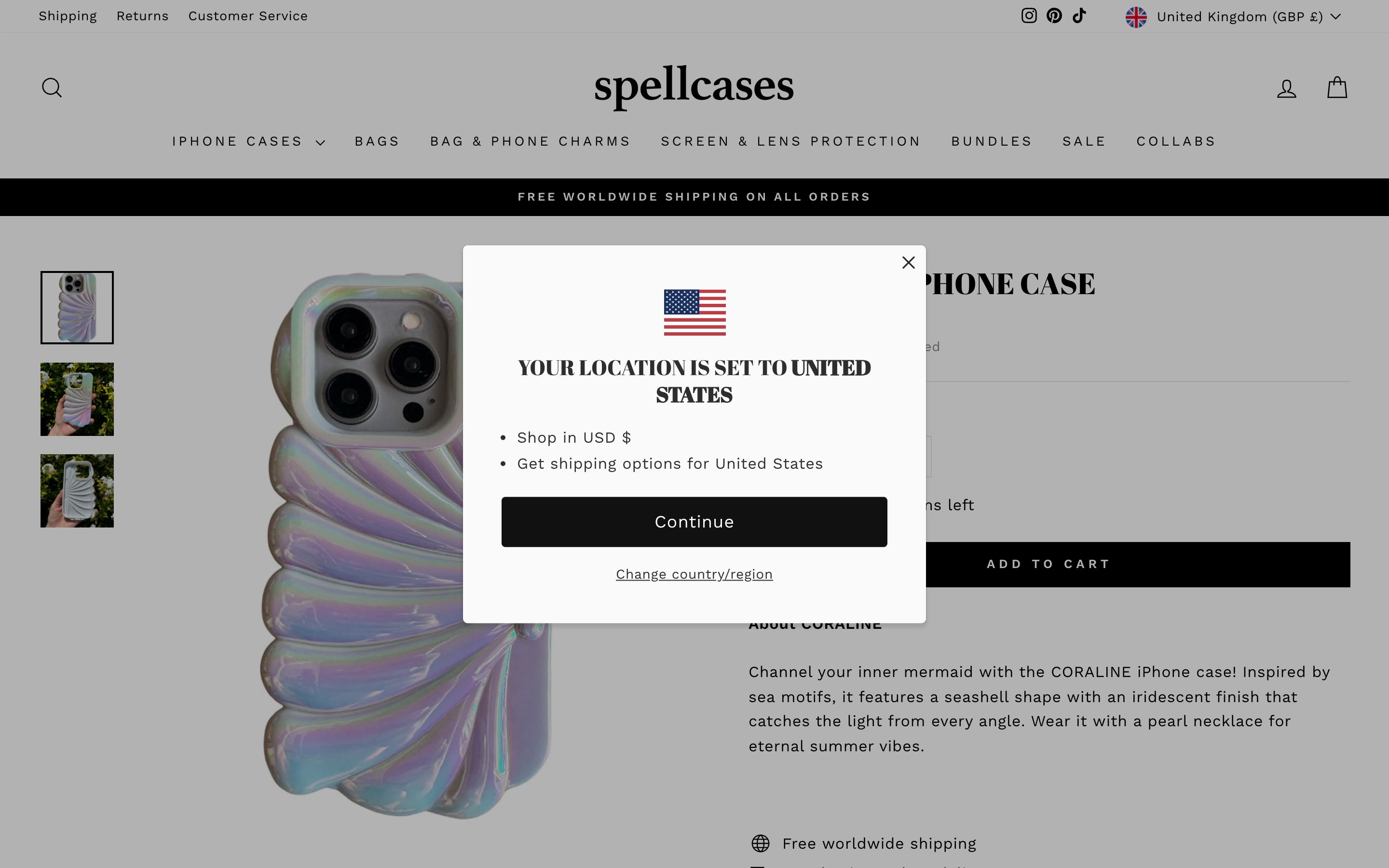 Fashion accessories brand online store screenshot