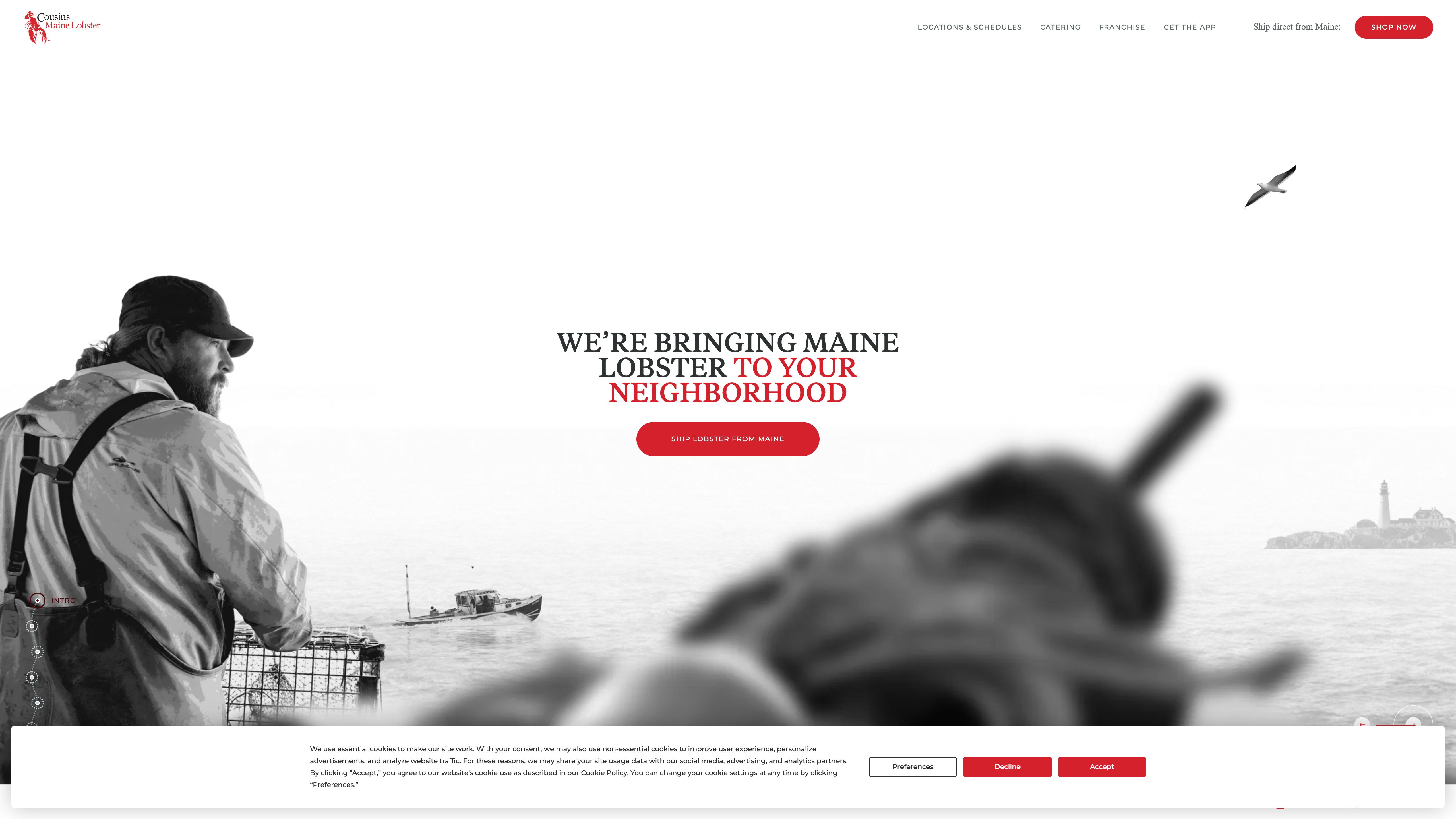 Cousins Maine Lobster Shopify Plus Website screenshot