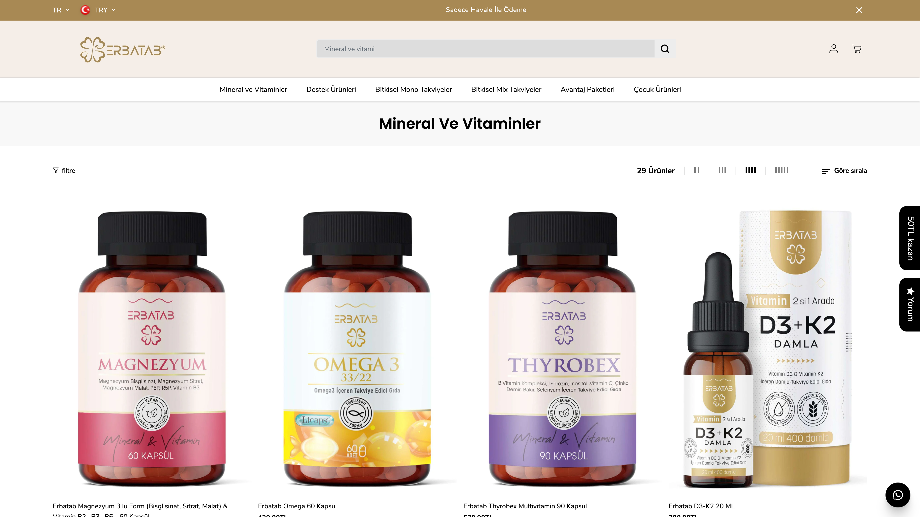 Erbatab Store | Doğal Bitkisel Takviyeler ve Vitaminler screenshot