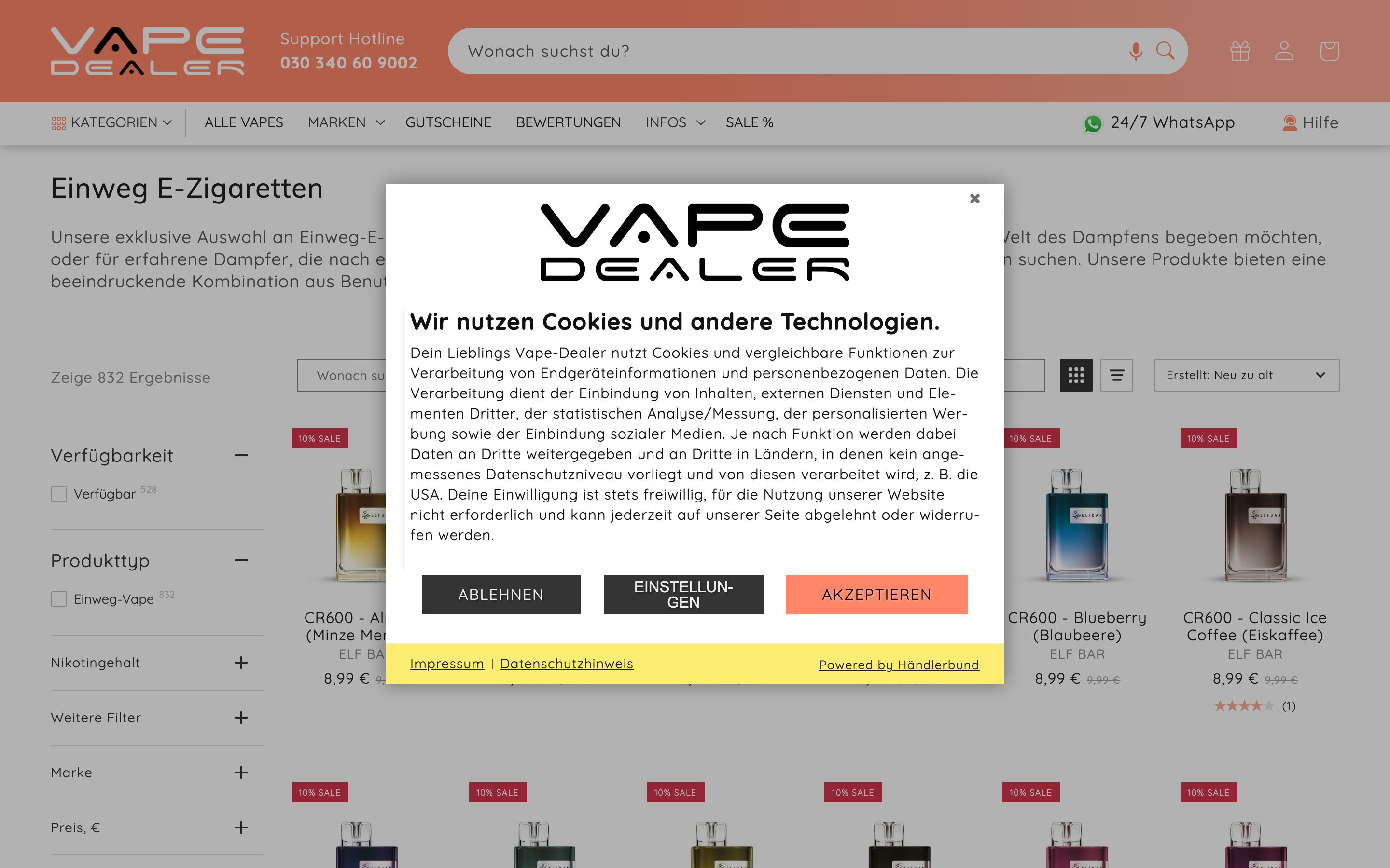 Optimierung & Erweiterung des Dawn-Theme - vape-dealer.online screenshot