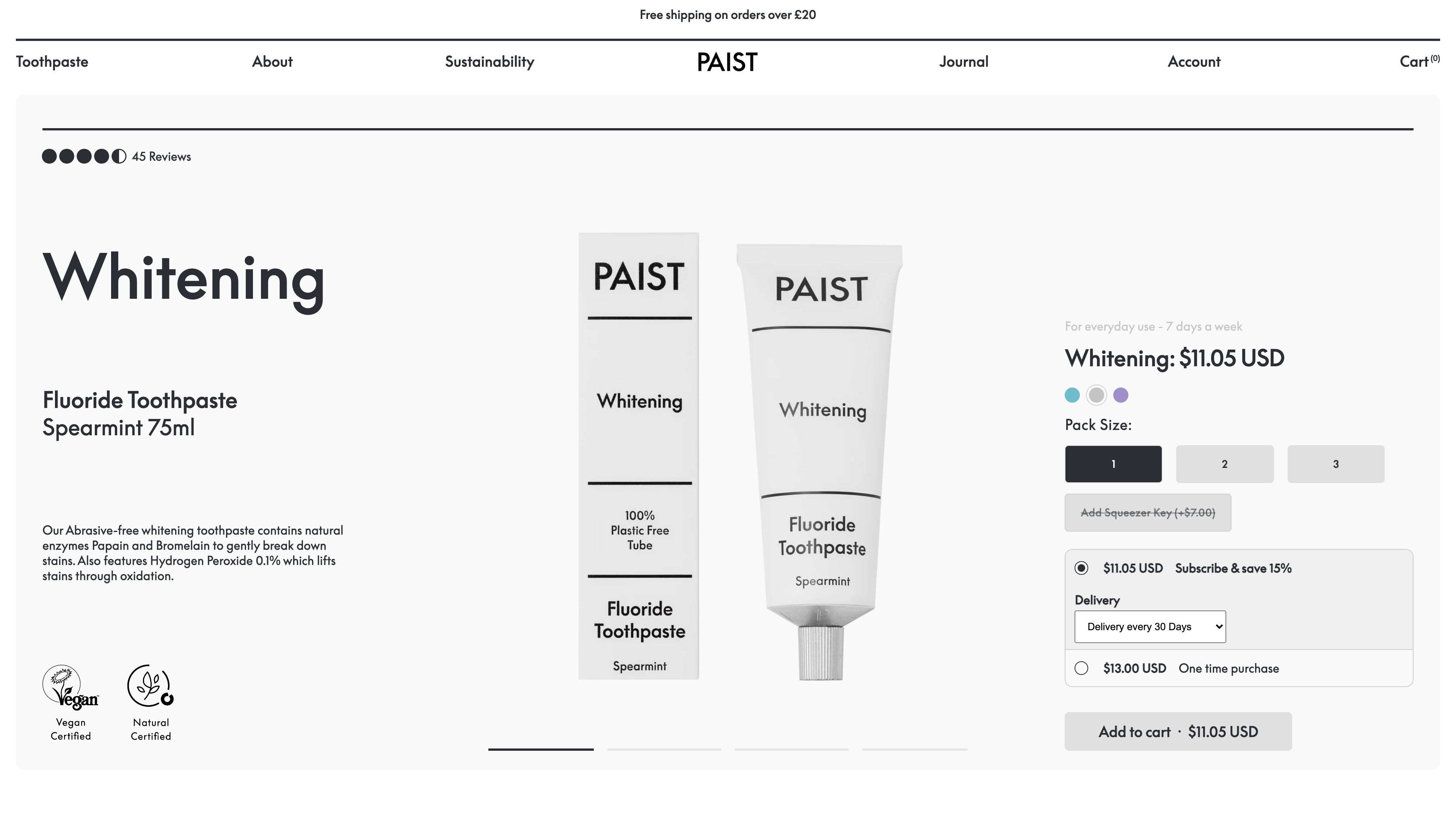 Paist website, Shopify theme development screenshot