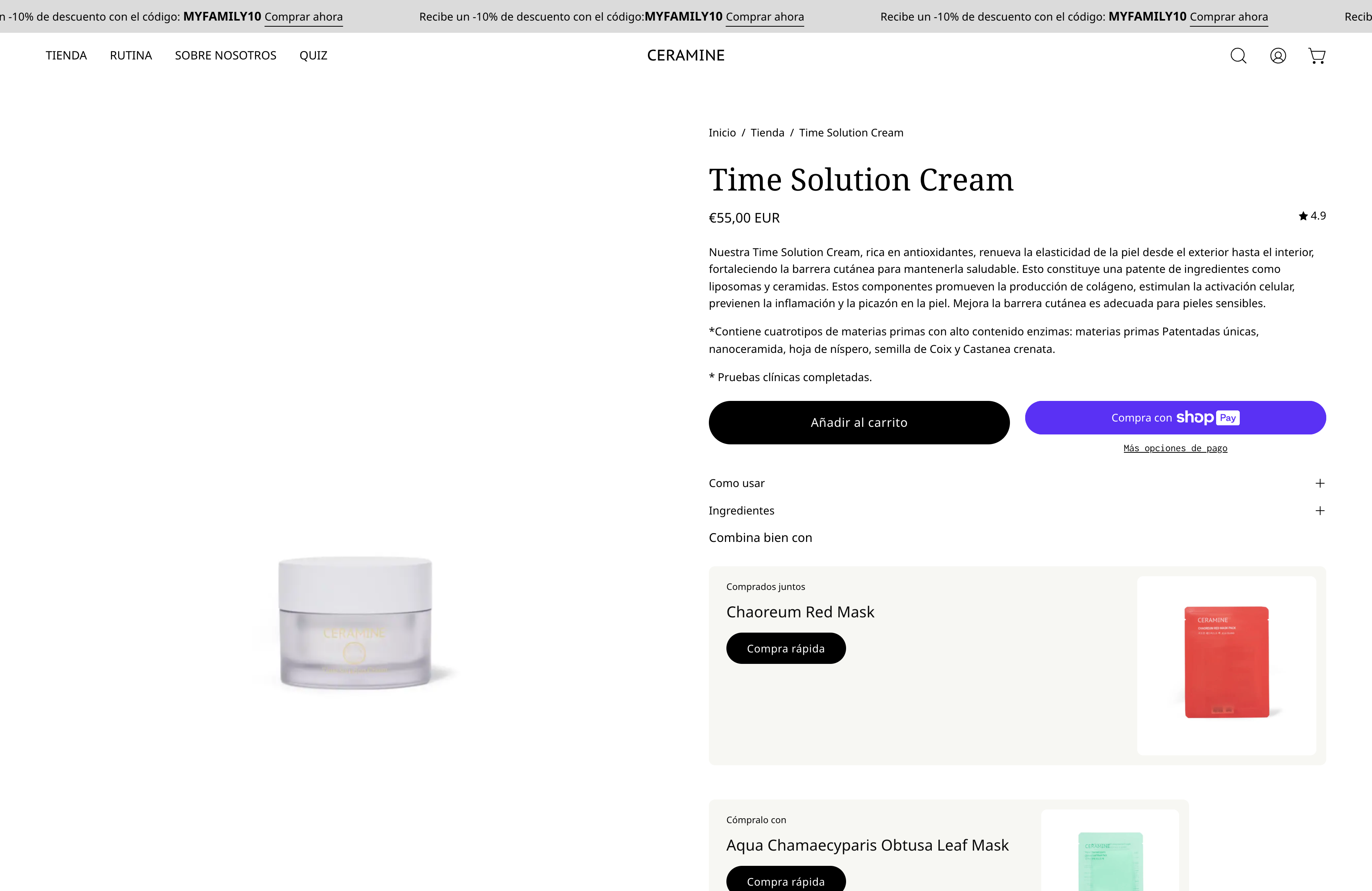 Ceramine skincare screenshot